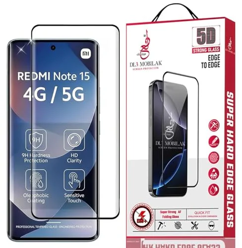 DL3 Mobilak Screen Protector for Xiaomi Redmi Note 15 4G / 5G, Tempered Glass Screen Saver Premium HD Protective, Scratch Resistant, NO-Bubble, 9H Hardness, Full Coverage Film - Clear