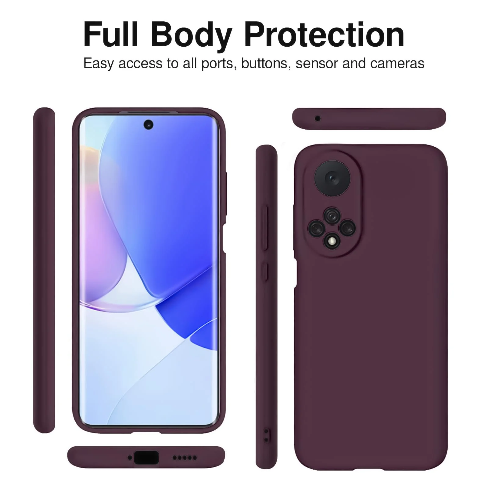 DL3 Mobilak Honor 50 / Huawei Nova 9 Case, Soft Flexible Silicone Gel Rubber Bumper Cover, Slim Fit Full Body Shockproof Protective Phone Case (Win Red) - Wine Red