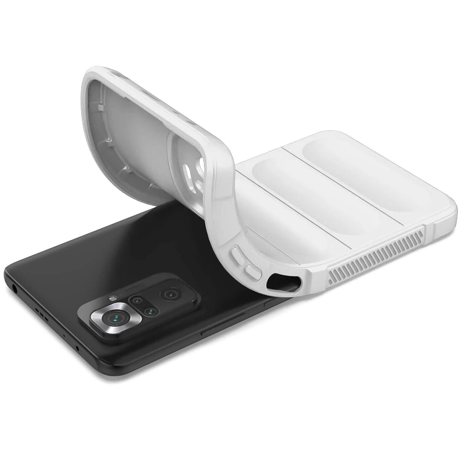 DL3 Mobilak Flexible Silicone and TPU Protective Case with Camera Protection for Xiaomi Redmi Note 10 Pro / Note 10 Pro Max - White