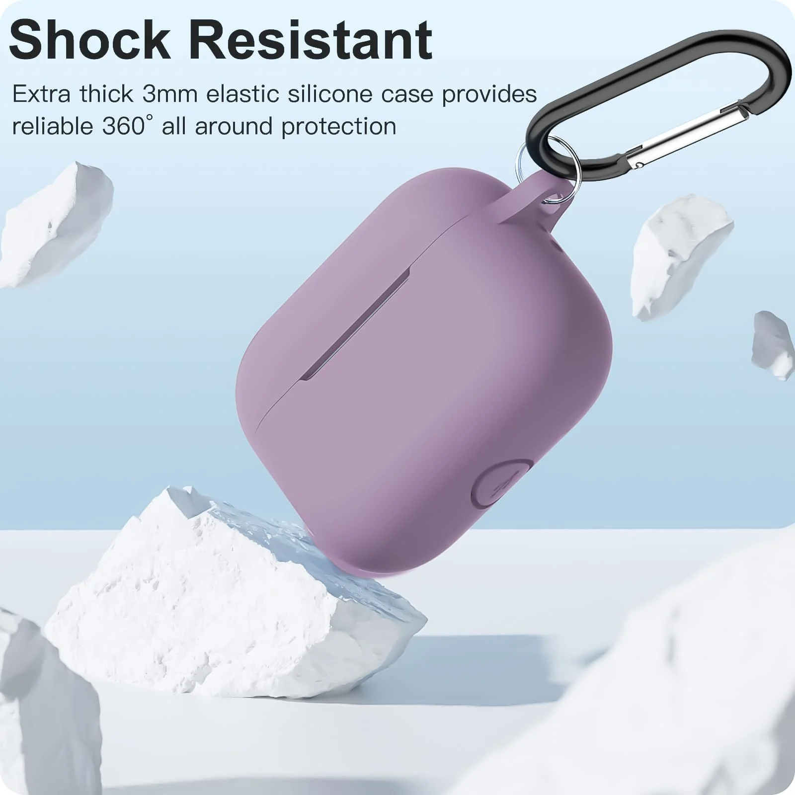 DL3 Mobilak AirPods Pro Case Cover, Silicone Protective Charging Case Skin with Keychain Compatible with Apple AirPods Pro Case for Women Men, Wireless Charging, Front LED Visible - Lilac Purple