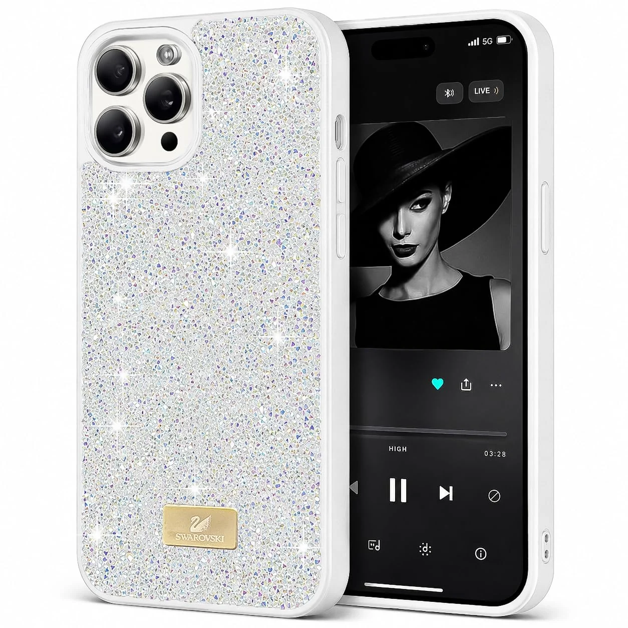 Case For iPhone 14 Pro Max Case Glitter, Sparkle Diamond Crystal Bling Case with Bling, Ultra Thin Lightweight Full Body Shockproof Anti-Scratch Protective Cover - Black
