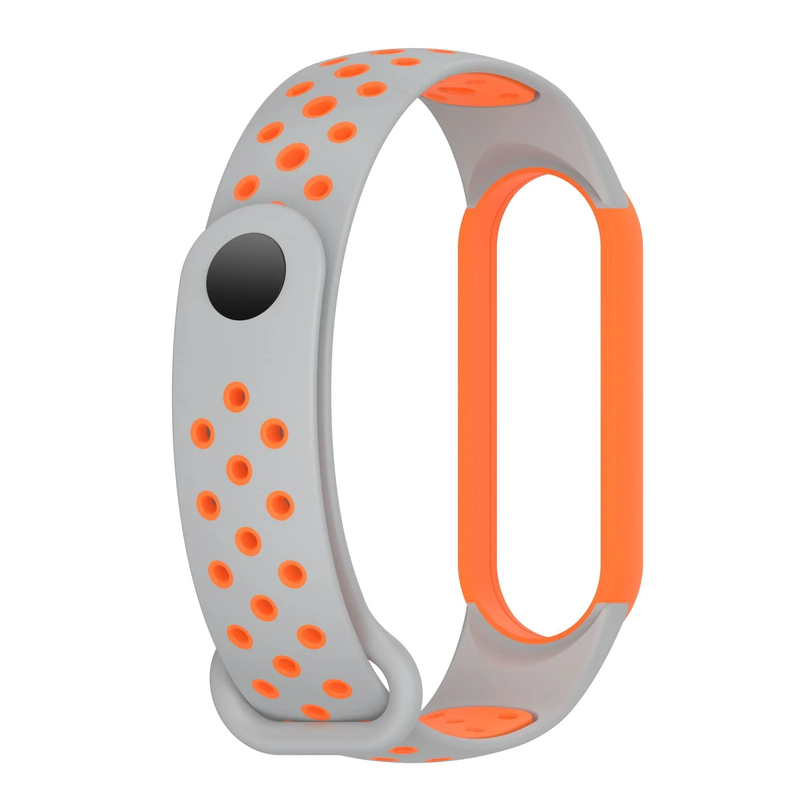 DL3 Mobilak Strap Compatible with Xiaomi Mi Band 4 / Mi Band 3, Women Men Armband, Two Colours Breathable Adjustable Soft Silicone Replacement Strap Compatible with Xiaomi Mi Band 3/4 - Gray Orange