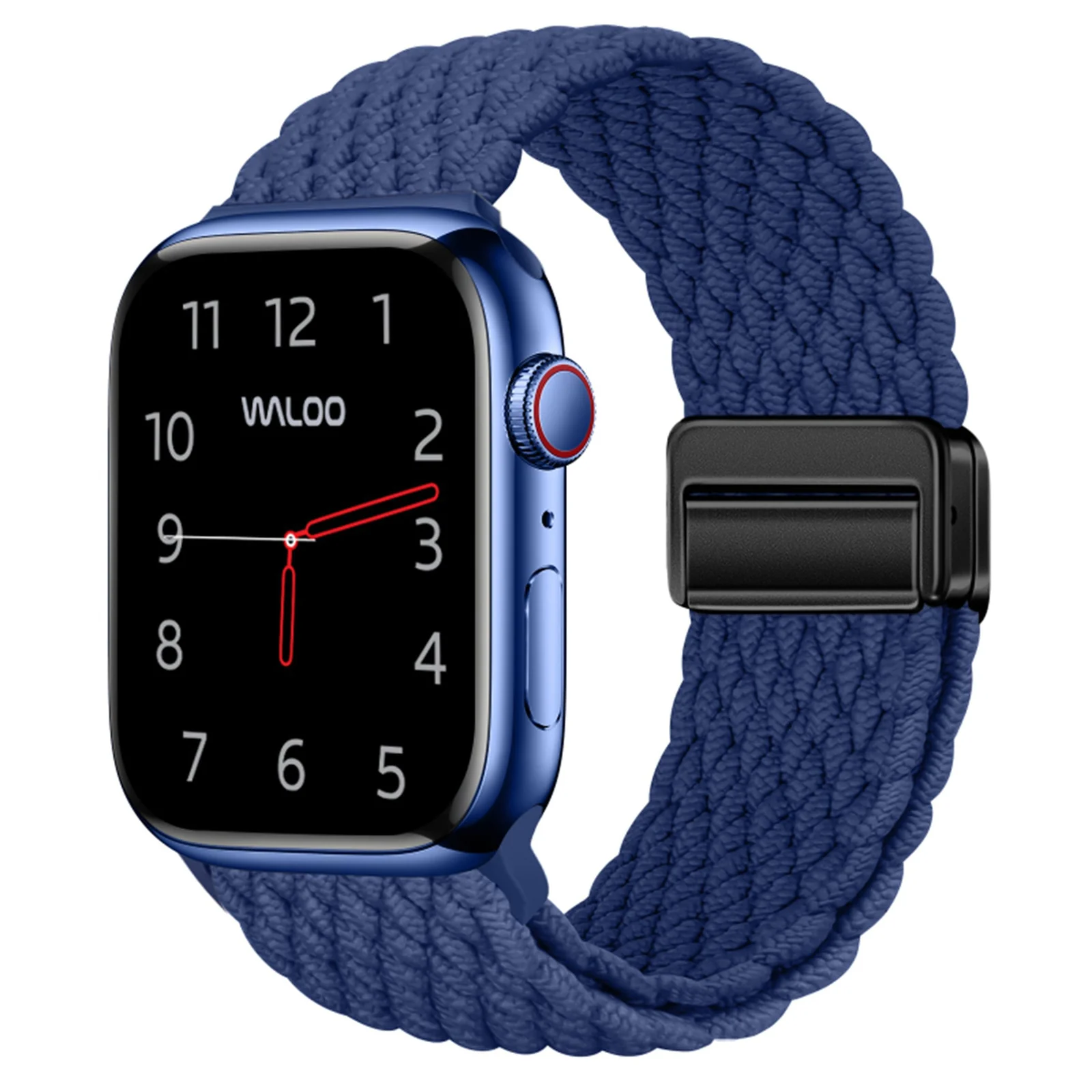 DL3 Mobilak Sport Solo Loop Compatible with Apple Watch Band 42mm 44mm 45mm 46mm 49mm for Women Men, Magnetic Strap Stretchy Braided Wristband for iWatch Series 11 10 9 8 7 6 5 4 3 Ultra 3 2 1 SE SE2 - Navy Blue