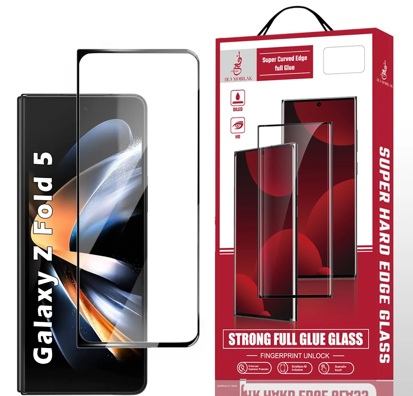 DL3 Mobilak Screen Protector for Samsung Galaxy Z Fold 5, Tempered Glass Screen Saver Premium HD Protective, Scratch Resistant, NO-Bubble, 9H Hardness, Full Coverage Film - Clear