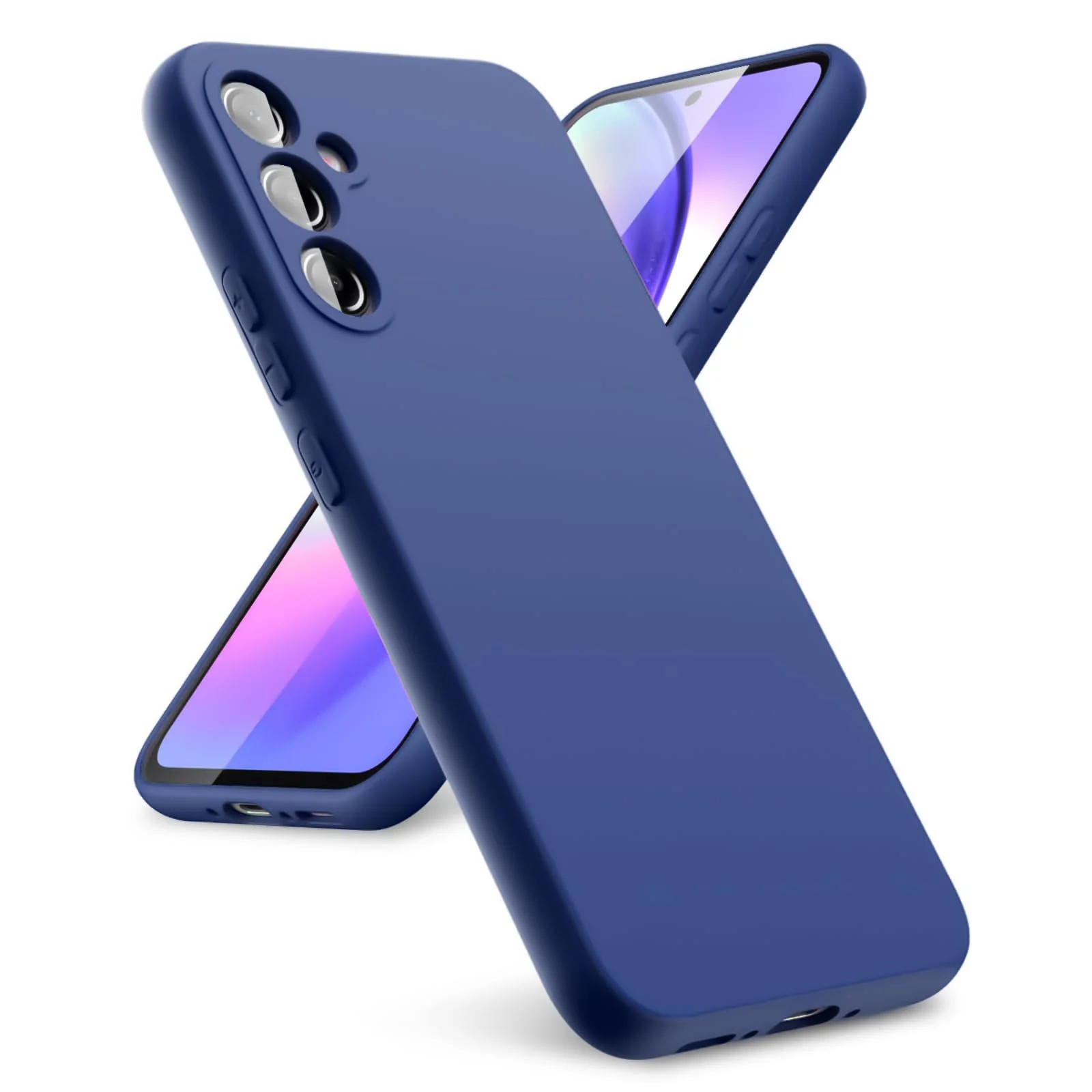 DL3 Mobilak Liquid Silicone Protective Case for Samsung Galaxy A55 with Microfiber Lining and Shockproof Design - Royal Blue
