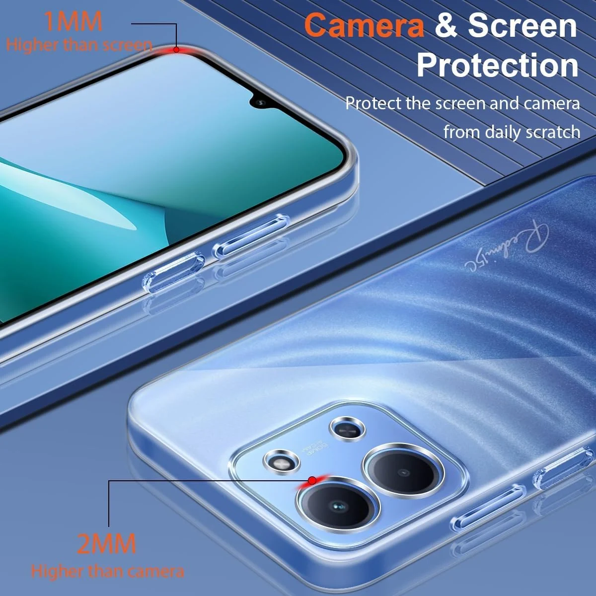 DL3 Mobilak Case Compatible with Xiaomi Redmi 15C 4G/5G, Case Crystal Soft TPU Gel Case Flexible Silicone Anti-Scratch Camera Protection TPU Cover - Clear