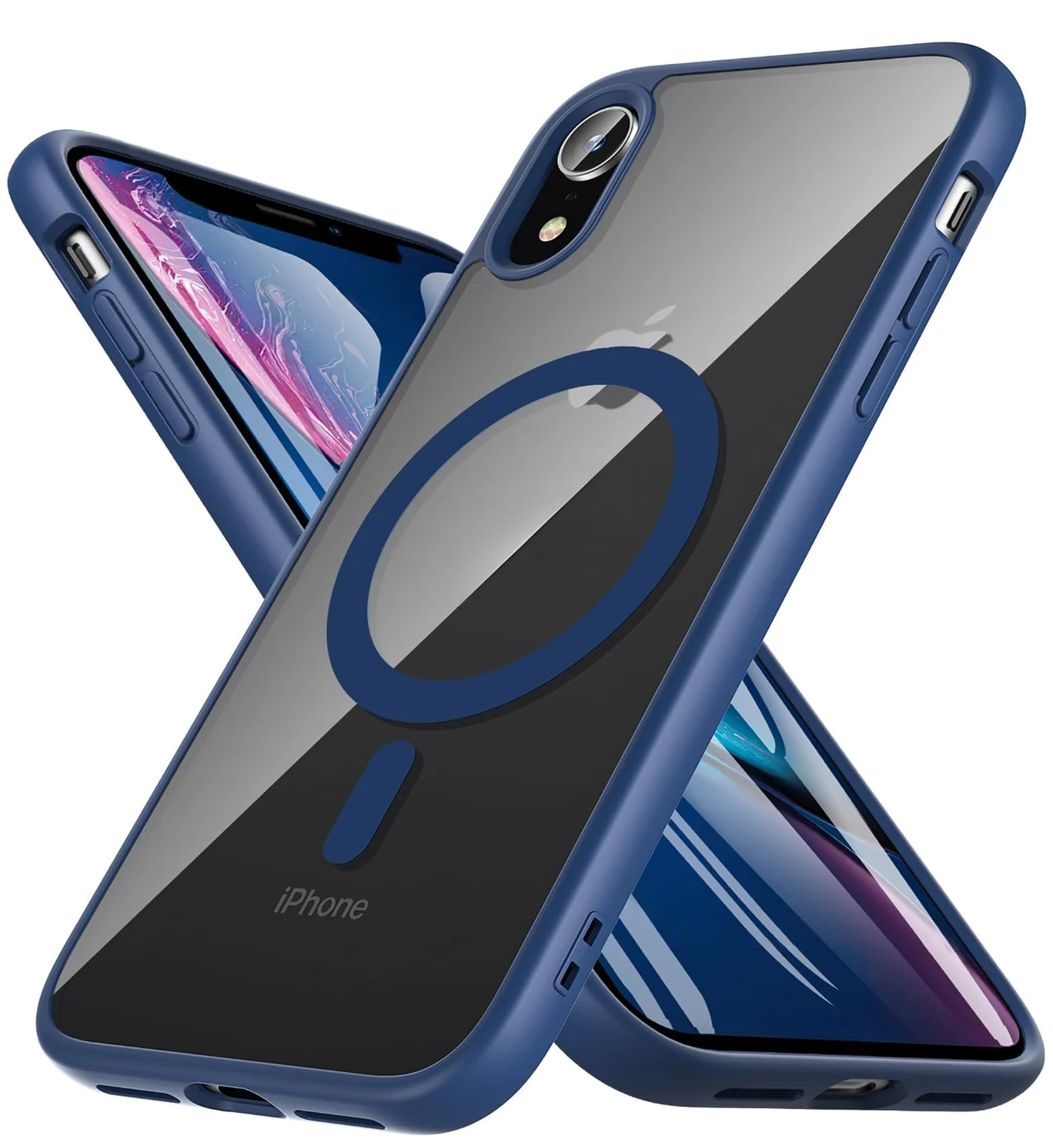 DL3 Mobilak Clear MagSafe-Compatible Magnetic Case for iPhone XR with Magnetic Car-Mount Support and Military-Grade Protection - Blue