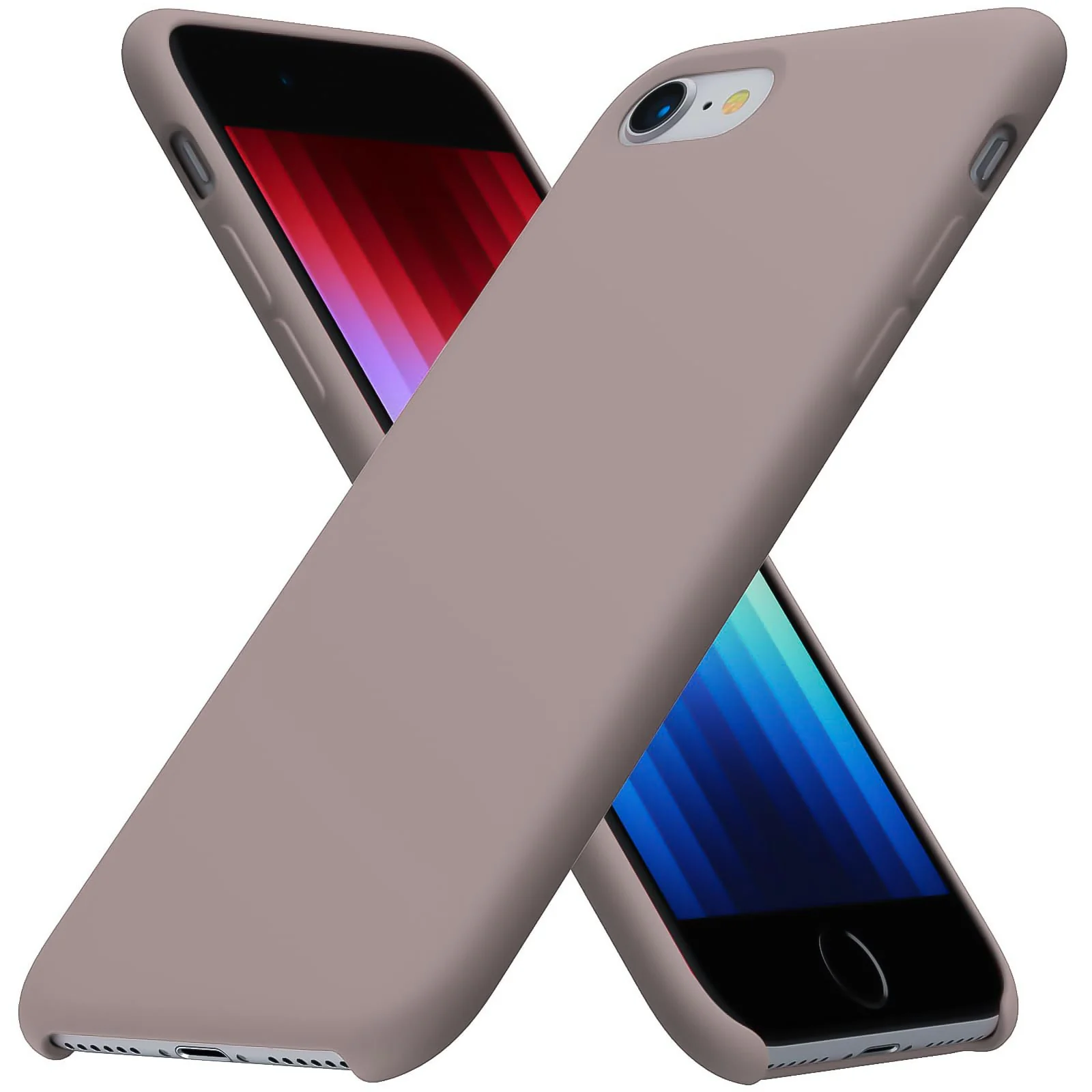 DL3 Mobilak Compatible with iPhone 7/8, iPhone SE 2022, SE 2020, Case, Liquid Silicone Case, Full Body Protective Cover, Shockproof, Slim Phone Case, Anti-Scratch Soft Microfiber - Chalk Pink