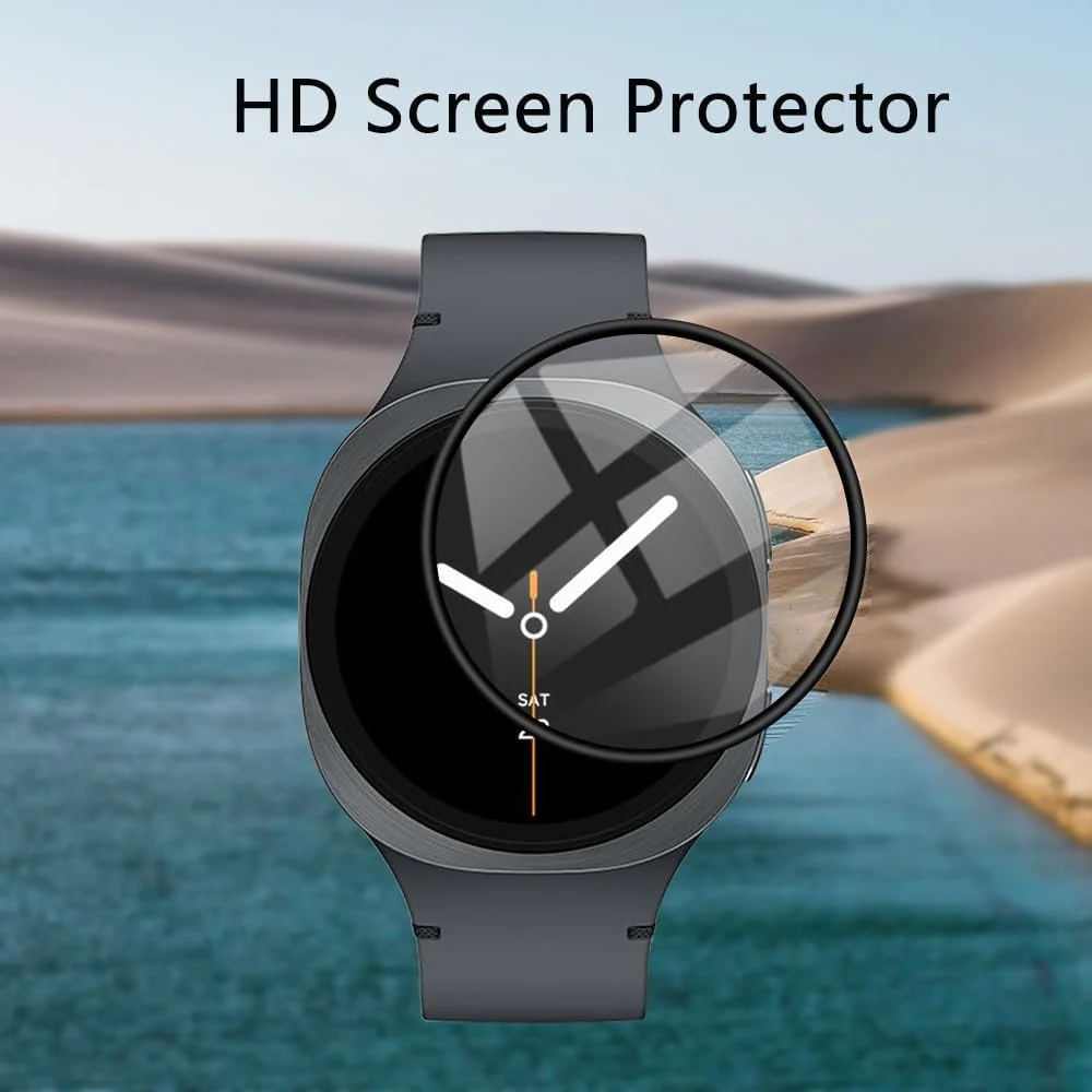 DL3 Mobilak Screen Protector For Samsung Galaxy Watch 8 44mm, 3D Curved Soft Edge Protective Film [Anti-Scratch] [Bubble Free] [Ultra Shatterproof] [High Sensitive] (Not Glass) For Galaxy Watch8 44 mm - Black