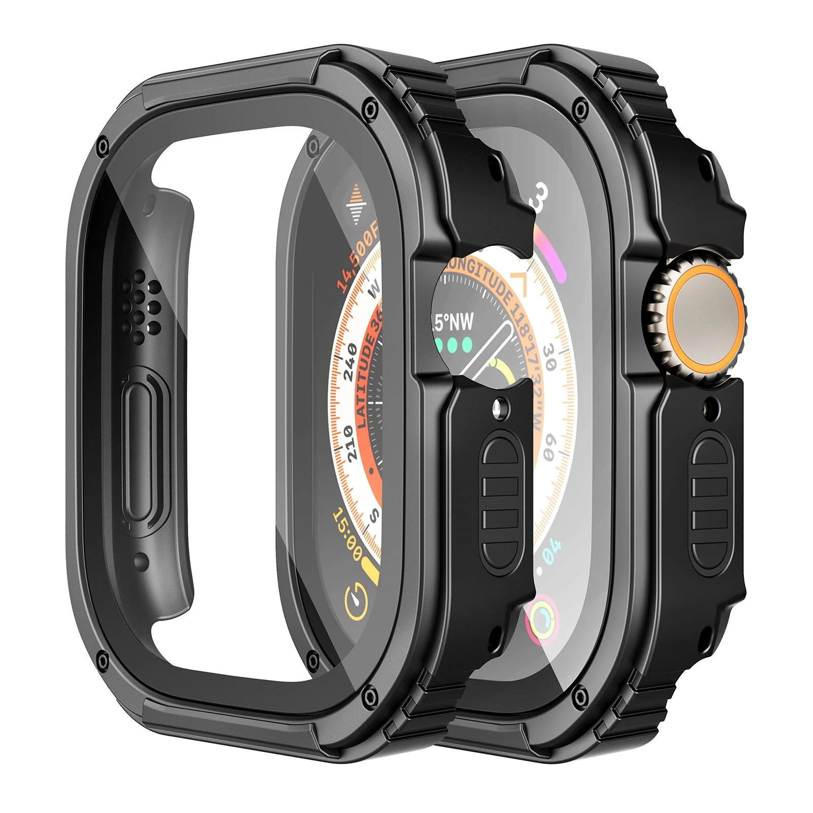 DL3 Mobilak Case Rugged For Apple Watch Ultra 2 / Ultra 49mm with Screen Protector, Durable Military Grade Quattro Pro Series Drop-Proof Protective Cover Full Coverage Shock-Proof Bumper
