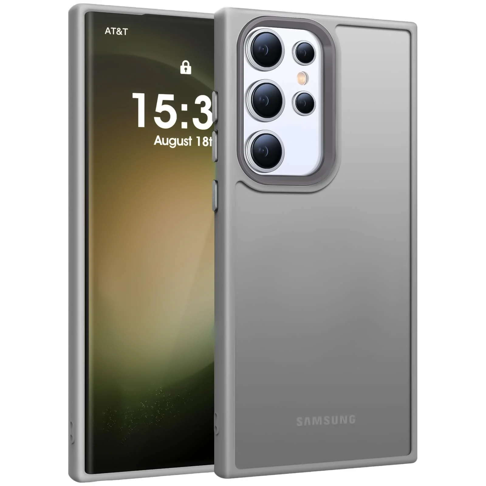 Dl3 Mobilak Matte Case for Samsung Galaxy S23 Ultra (6.8"), Shockproof Drop Protection, Frosted Translucent Matte Back Phone Cover, Anti-Fingerprint (Gray)