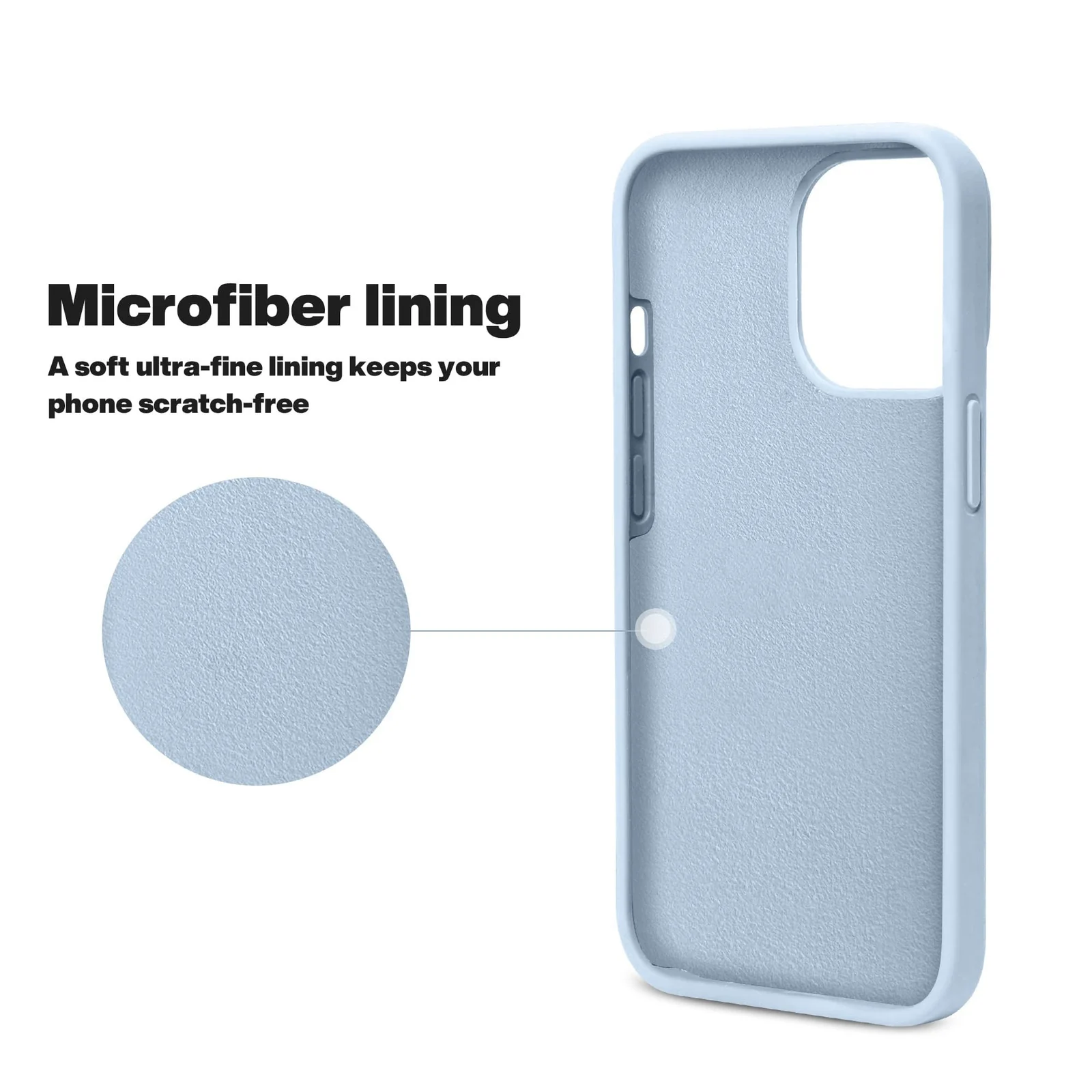 DL3 Mobilak Liquid Silicone Protective Case for iPhone 15 Pro Max with Camera Protection and Microfiber Lining - Sky Blue