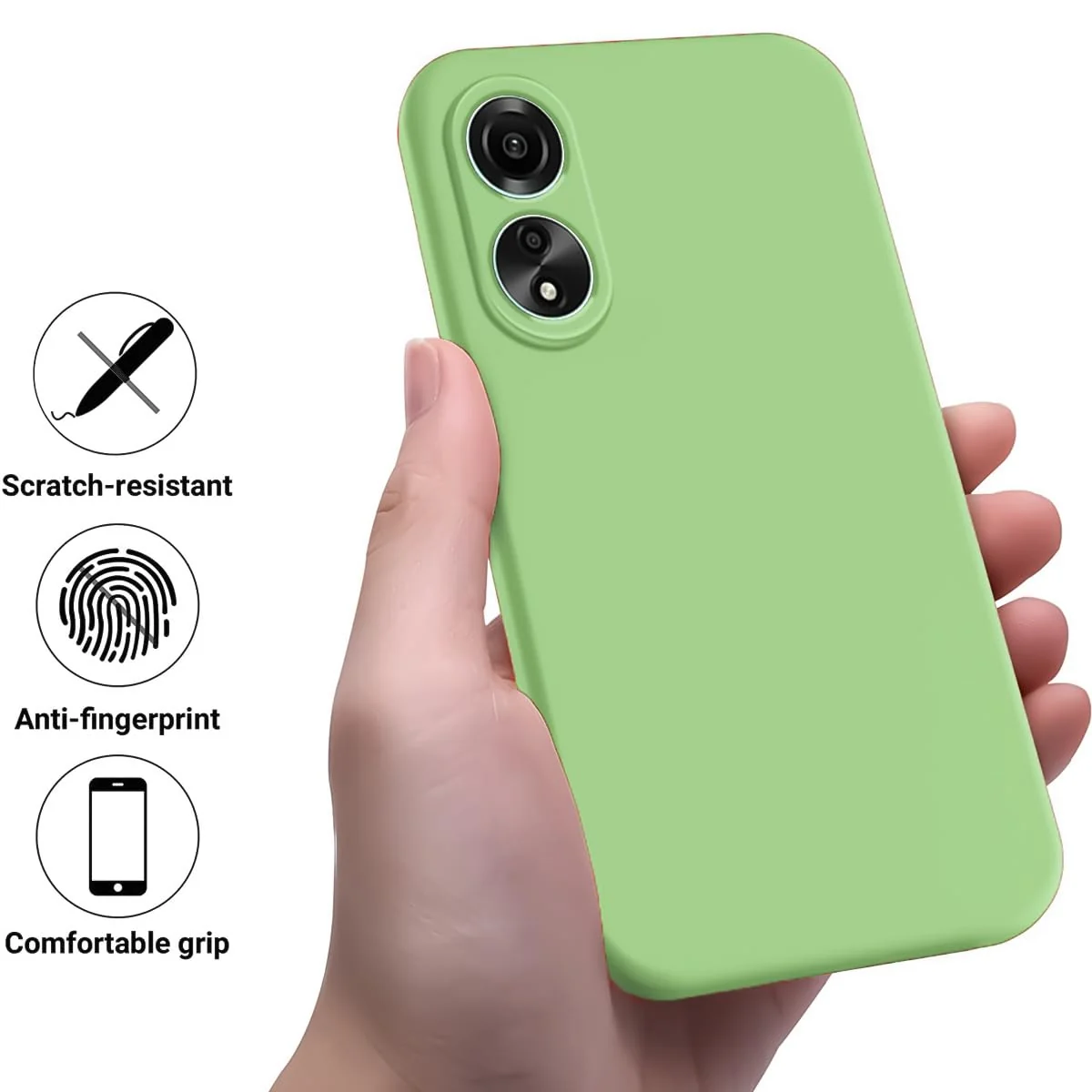DL3 Mobilak OPPO A78 Case, Soft Flexible Silicone Gel Rubber Bumper Cover, Full Body Shockproof Protective Phone Case - Light Green