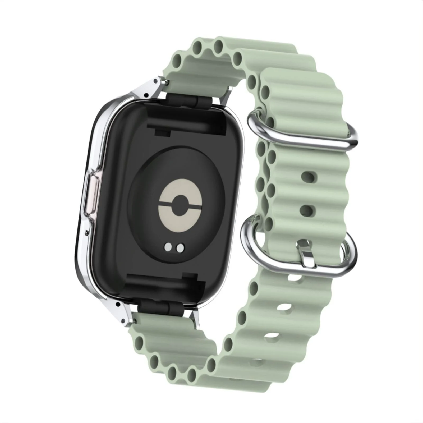 DL3 Mobilak Ocean Strap Compatible with Xiaomi Redmi Watch 3 Lite/Redmi Watch 3 Active, Adjustable Silicone Strap with Metal Buckle, Band With Frame Metal Women Men Replacement Strap - Mint Green
