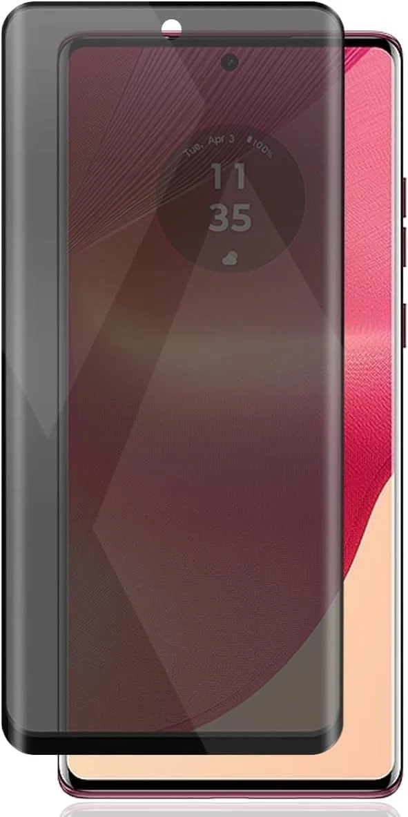 DL3 Mobilak Screen Protector for Moto Edge 50 Fusion UV Glass Fingerprint Reader Support 3D Curved Anti-Spy Tempered Glass Screen Protector - Privacy