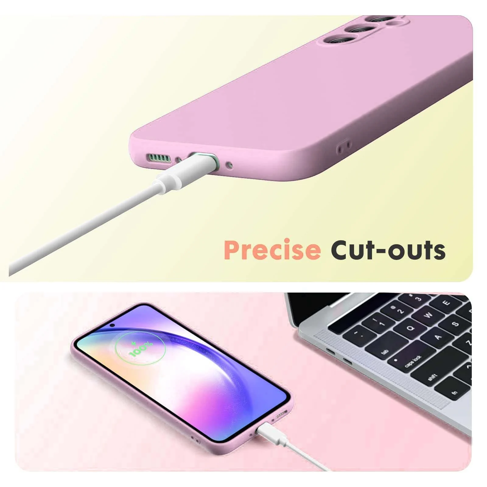 DL3 Mobilak Liquid Silicone Case for Samsung Galaxy S23 FE, Shock-absorbing protection, Scratch-resistant surface, Soft microfiber lining - Pink Sand
