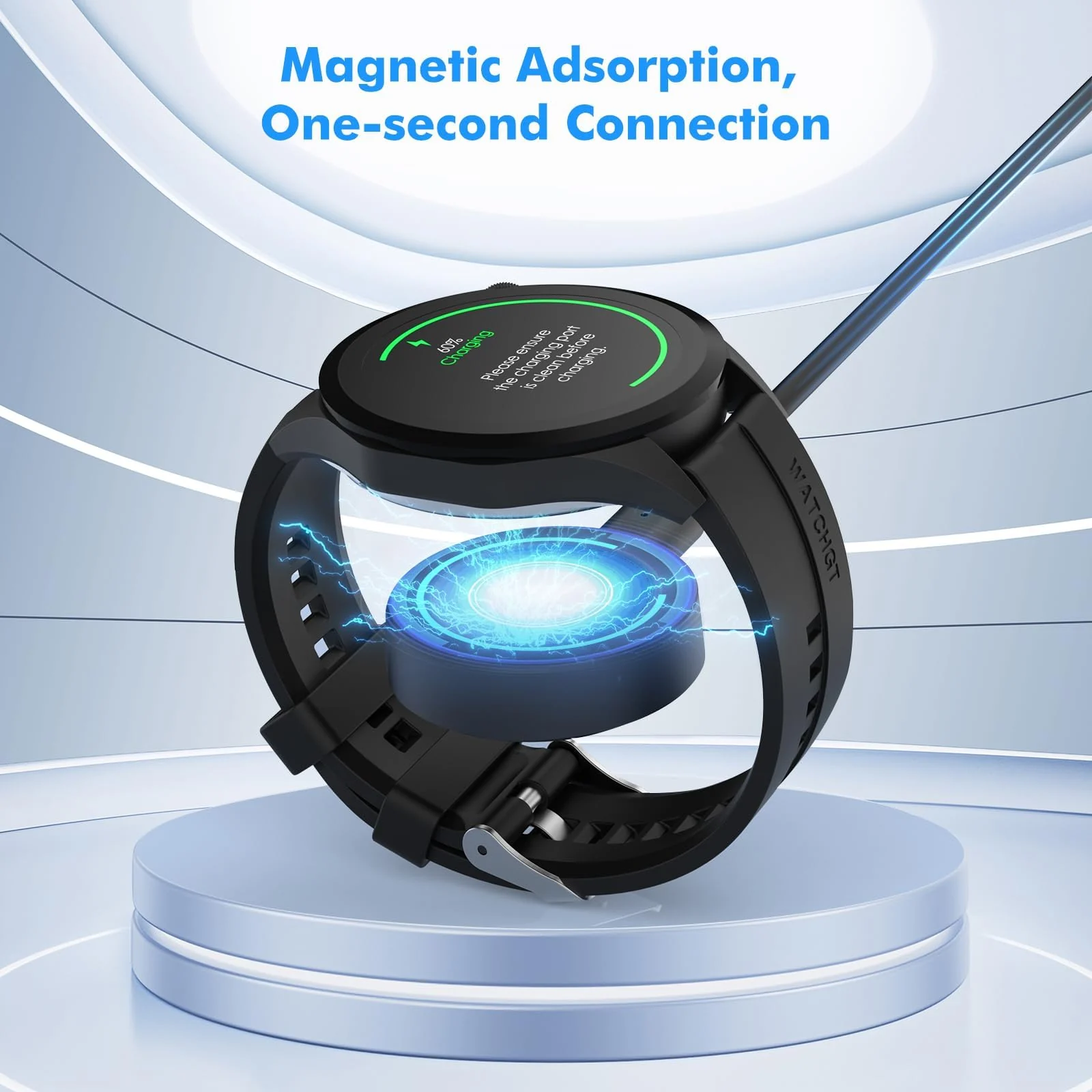 DL3 Mobilak Magnetic Charger Compatible with Huawei Watch GT5/GT4/GT3/GT3 Pro/GT3 SE/GT2 Pro/Watch 4/4 Pro/Watch3/3 Pro/GT Runner, Portable Charger Dock with a Separate 100 cm Charging Cable Cord - Black