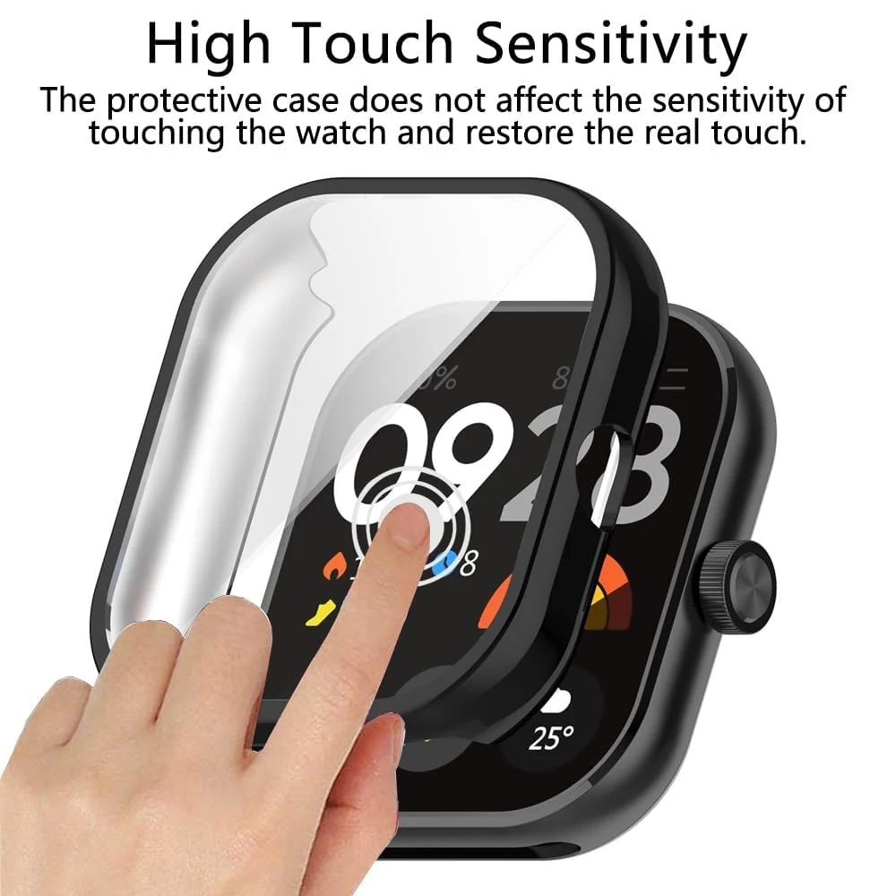 DL3 Mobilak Case Compatible with Xiaomi Redmi Watch 4 Case All-Around with Built-in Screen Protector Watch Soft TPU Shockproof Cover Slim Guard Thin Bumper Shell Protector - Black