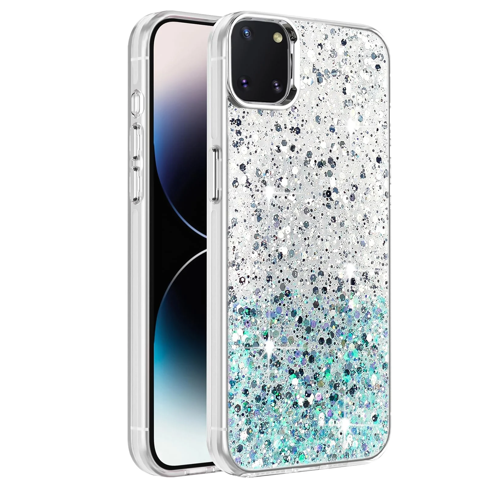 DL3 Mobilak Glitter Protective Case for Samsung Galaxy Note 10 Lite, Supports wireless charging, Camera protection, Shock-absorbing protection - White Green