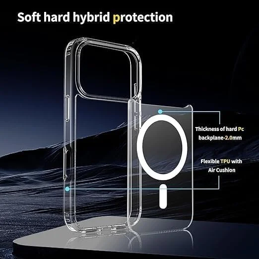 DL3 MOBILAK for iPhone 17 Pro Max Case Clear [Compatible with MagSafe] Slim Magnetic Clear Bumper Case