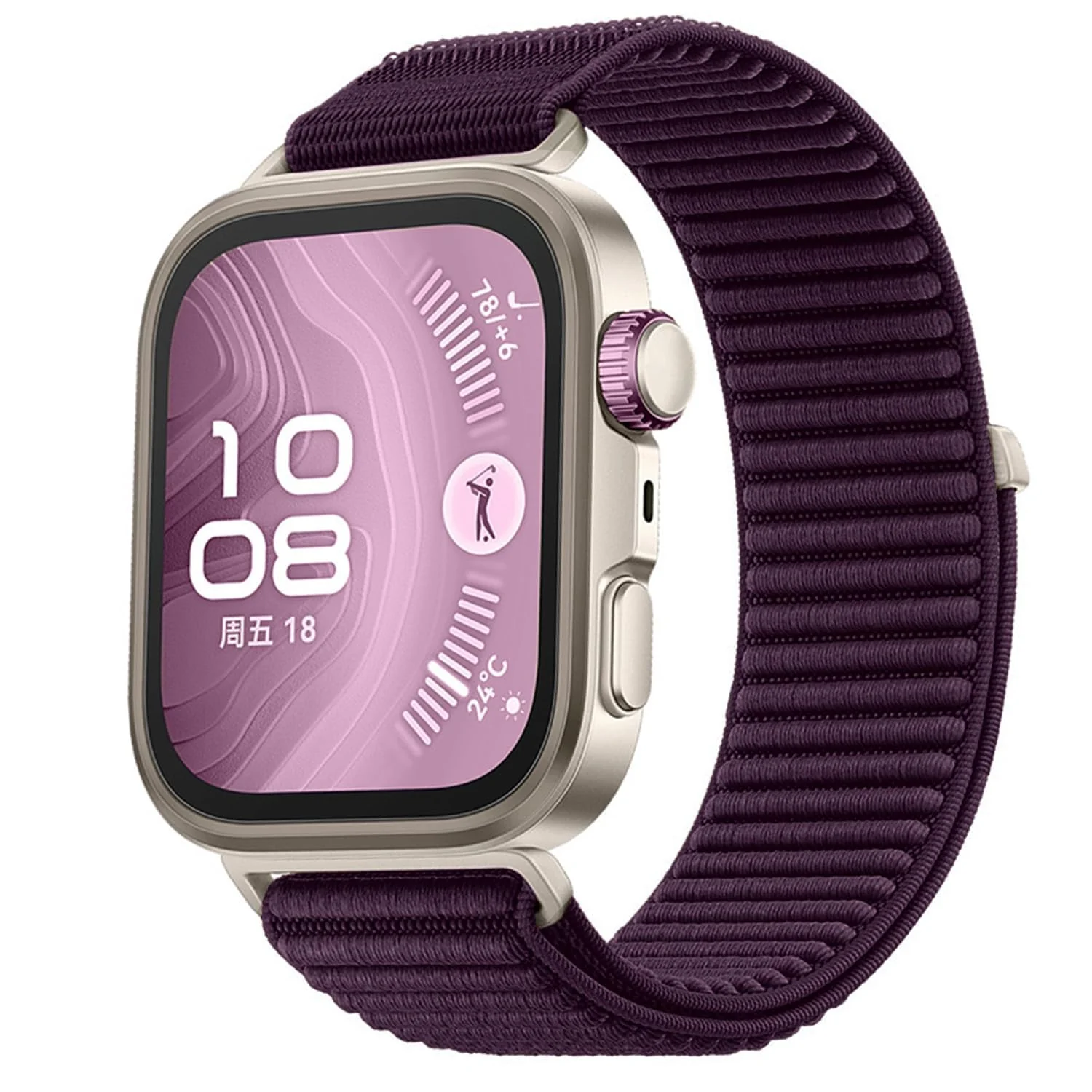 DL3 MOBILAK Elastic Nylon Watch Strap for Huawei Watch Fit 3 / Fit 4 / Fit 4 Pro / Fit 5 / Fit 5 Pro, Plum