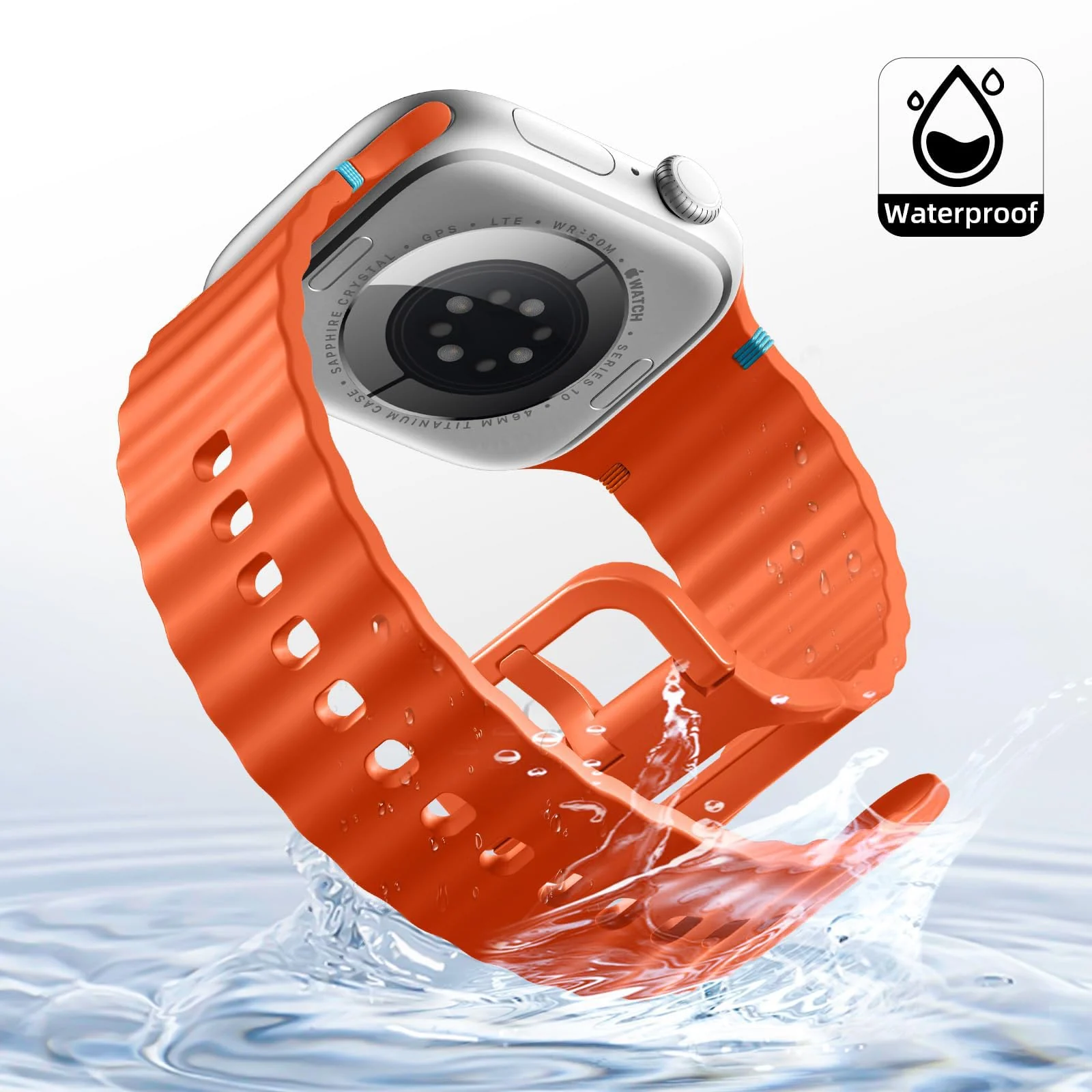 DL3 Mobilak Sport Strap for Apple Watch 49mm (Ultra 3/2/1) 46mm 45mm 44mm 42mm for Women Men, Soft Silicone Replacement Strap for iWatch Series 11/10/9/8/7/6/5/4/3/2/1/SE 3 2 1 - Orange