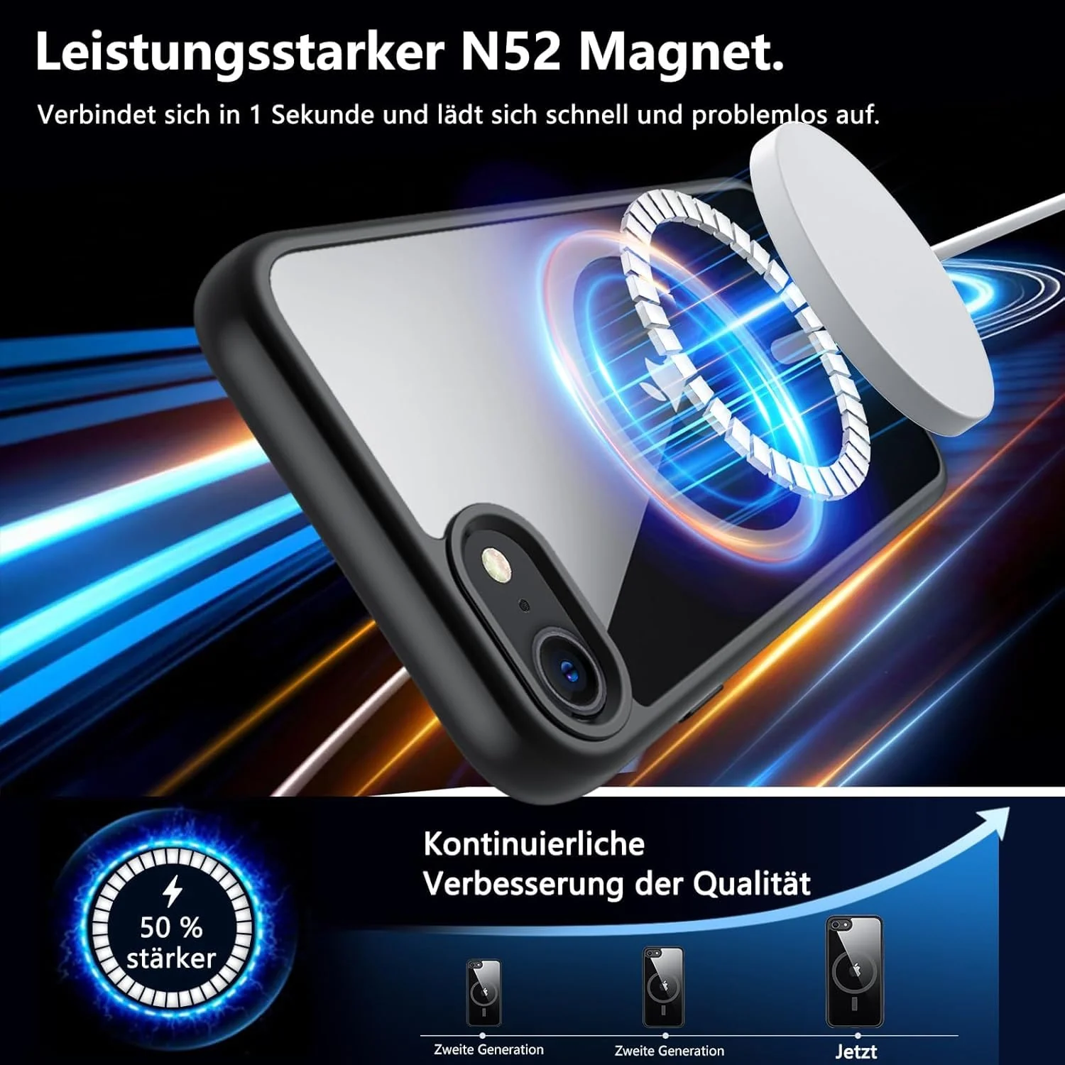 DL3 Mobilak Clear TPU Case for Phone 7 / 8, iPhone SE 2022 / SE 2020, Compatible with MagSafe accessories, Camera protection, Scratch-resistant surface - Black