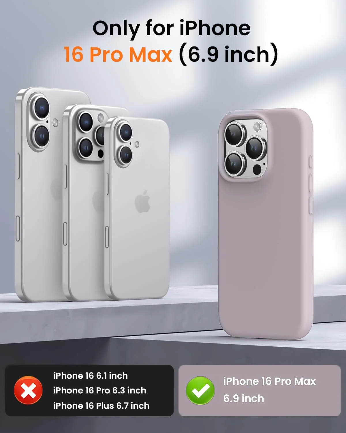 DL3 Mobilak Liquid Silicone Protective Case with Soft Microfiber Lining for iPhone 16 Pro Max - Lavender Pink