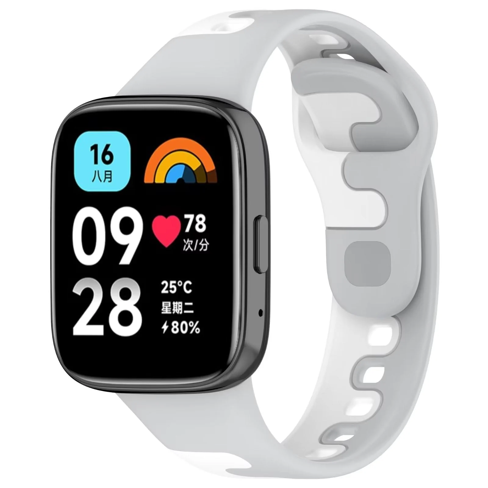 DL3 Mobilak Strap Silicone Compatible With Xiaomi Redmi Watch 3 Active/Redmi Watch 3 Lite, Sport Silicone Watch Band Wrist Strap, Bracelet Wristband Wrist Strap - Gray & White