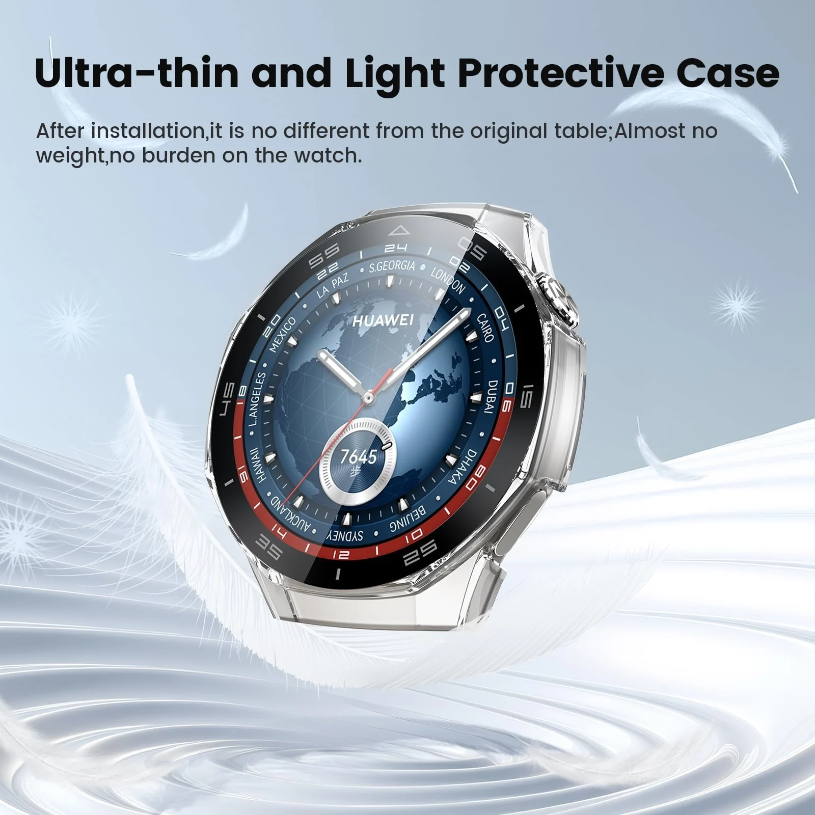 DL3 Mobilak Protective Case for Huawei Watch GT 5 Pro 46mm, Hard PC Bumper Cover with Built-in Tempered Glass Screen Protector Shell Cover Full Coverage with Scale for GT5 Pro 46 mm - White