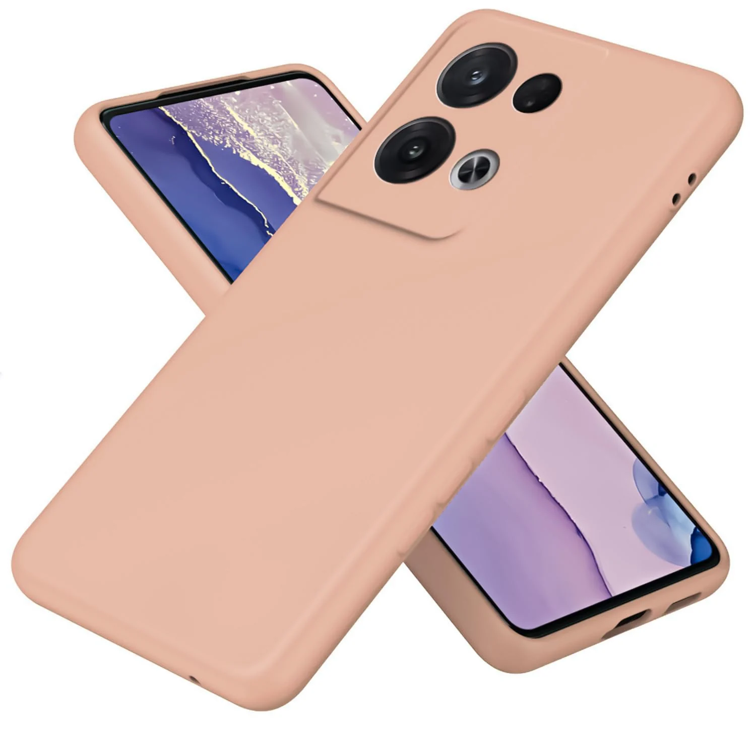 DL3 Mobilak Liquid Silicone Protective Case with Soft Microfiber Lining with Full Camera Protection for OPPO Reno 8 Pro 5G / Reno8 Pro+ Plus 5G - Light Orange
