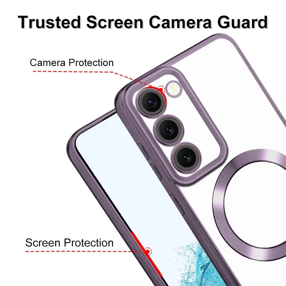 DL3 Mobilak Clear MagSafe-Compatible Magnetic Case for Samsung Galaxy S20 FE with Camera Protection and Shockproof Design - Deep Purple