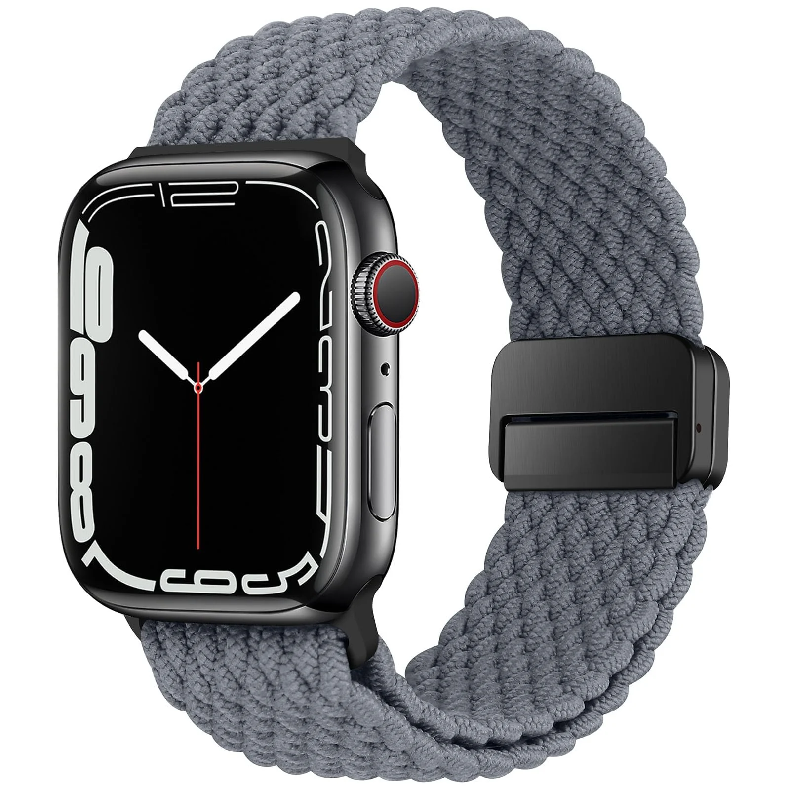DL3 Mobilak Sport Solo Loop Compatible with Apple Watch Band 42mm 44mm 45mm 46mm 49mm for Women Men, Magnetic Strap Stretchy Braided Wristband for iWatch Series 11 10 9 8 7 6 5 4 3 Ultra 3 2 1 SE SE2 - Grey