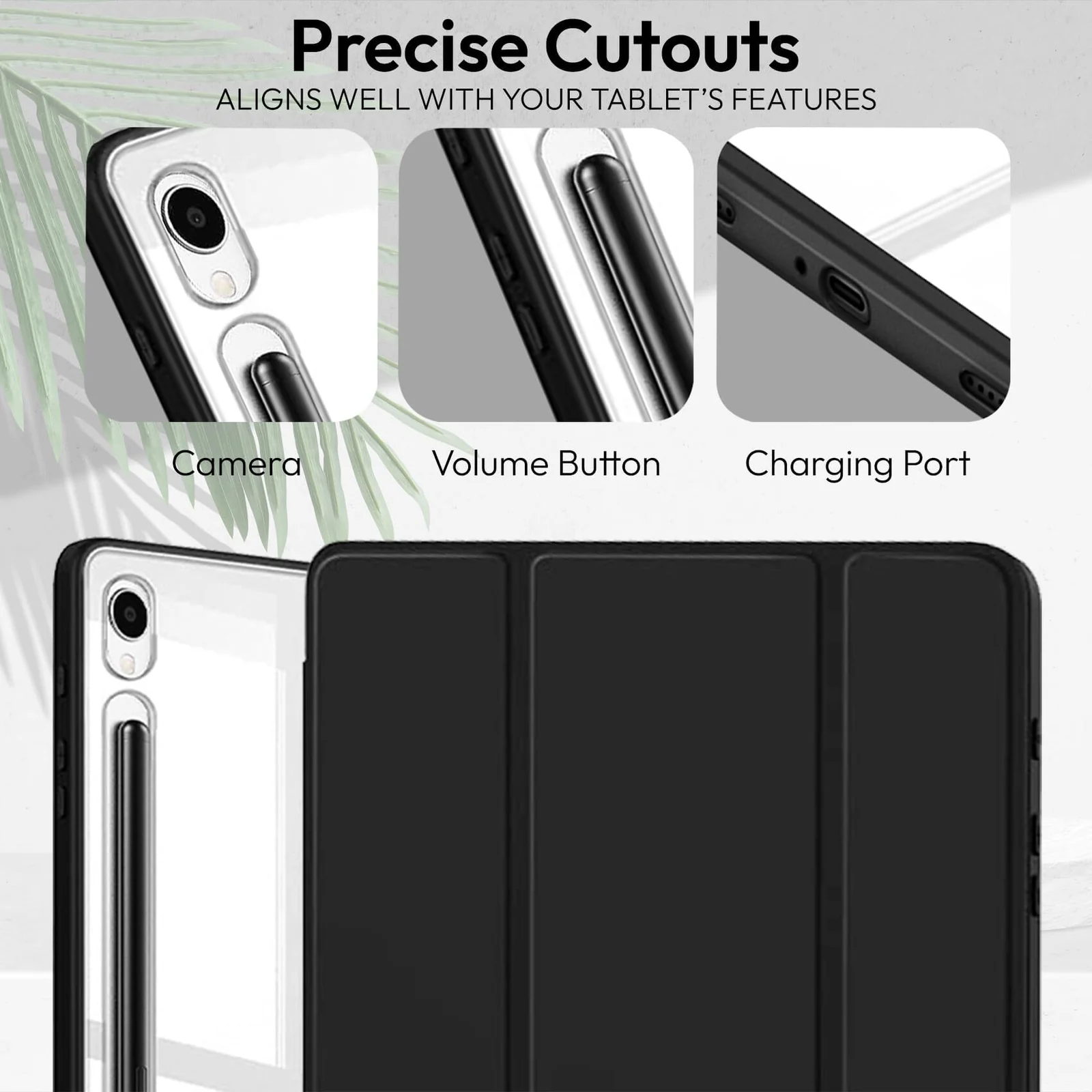 "DL3 Mobilak Case for Samsung Galaxy Tab S10 Lite 10.9"" / S10 FE / S9 FE / S9 11"" with Built-in Pencil Holder, Clear Transparent PC Back, Shockproof Tri-Fold Stand Tablet Cover, Auto Wake/Sleep - Black"