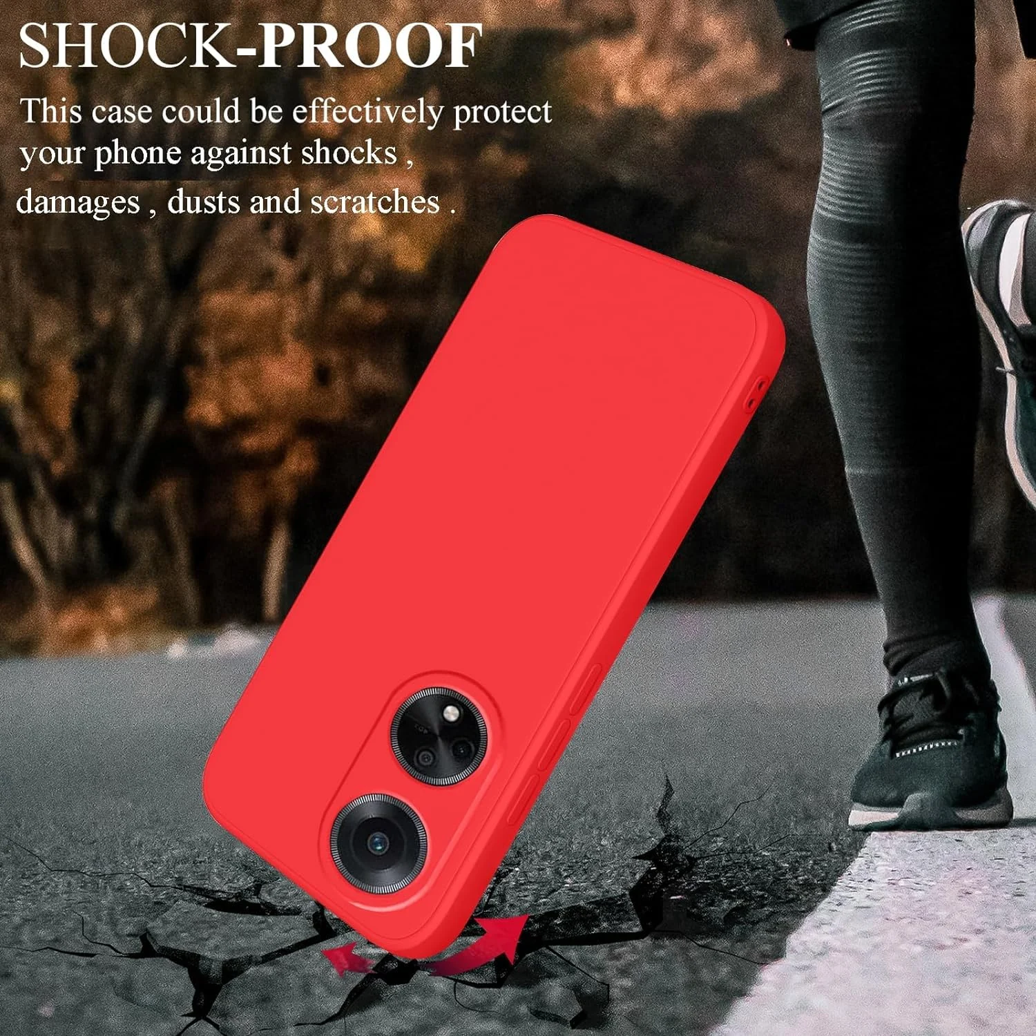 DL3 Mobilak OPPO A98 Case, Soft Flexible Silicone Gel Rubber Bumper Cover, Full Body Shockproof Protective Phone Case - Red