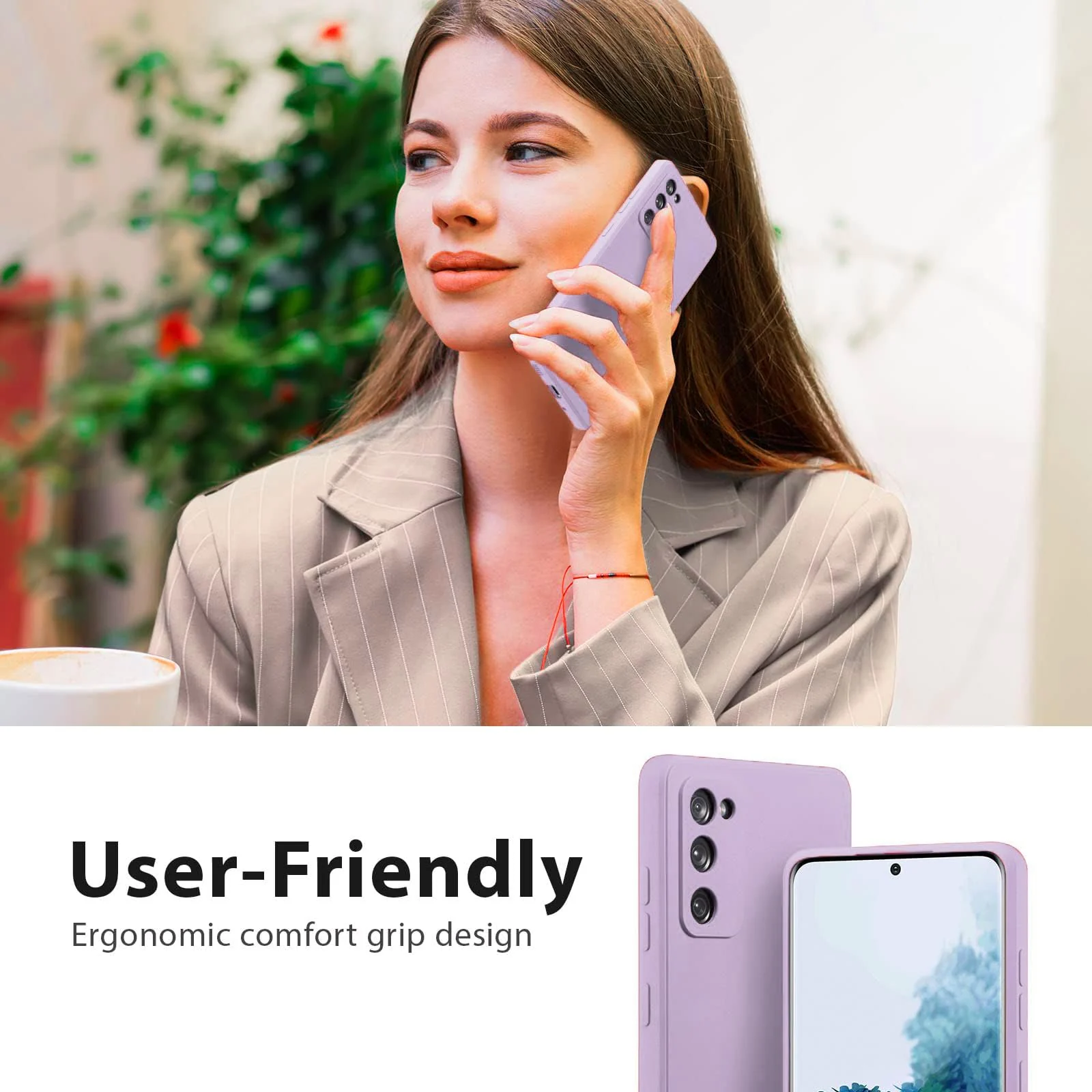 DL3 Mobilak Compatible with Samsung Galaxy S20 FE Case, Liquid Silicone Case, Full Body Camera Protective Cover, Shockproof, Slim Phone Case, Soft Microfiber Lining Case - Lavender