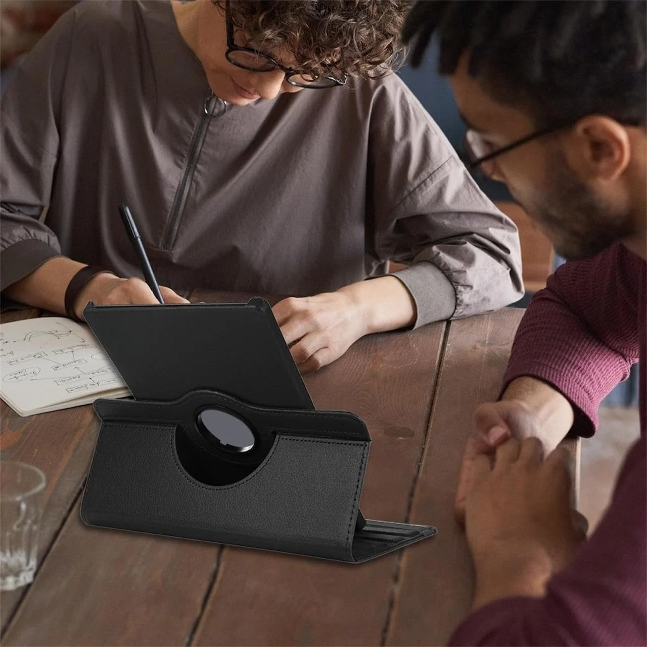 "DL3 Mobilak Protective Cover for OPPO Pad Air 10.4"" 2022, 360° Rotatable Smart Stand, Leather Folio Flip Cover with Multi-Angle Viewing, Auto Wake Sleep - Black"