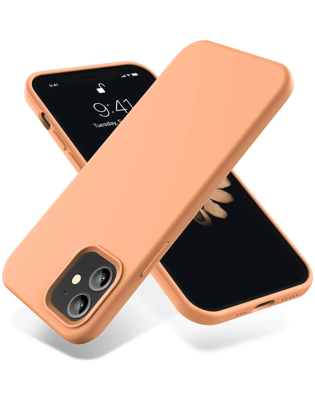 DL3 Mobilak Liquid Silicone Protective Case for iPhone 11 (6.1 Inch) with Camera Protection and Microfiber Lining - Light Orange