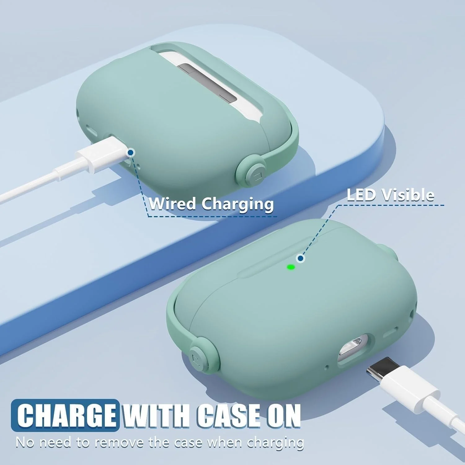 DL3 Mobilak Case for AirPods 3 Protective [With Closure Lid] [Front LED Visible] [With Wrist Strap] Skin Case Compatible with Airpod 3rd Generation 2021 - Mint Green