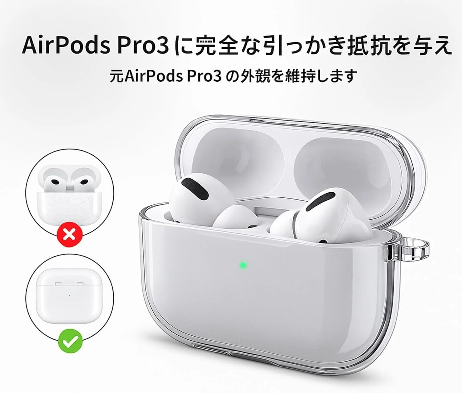 DL3 Mobilak AirPods Pro 3 2025 Case Soft TPU Protective Cover [Front LED Visible][Anti-Yellowing], TPC Protective Case With Lanyard, Compatible with AirPods Pro 3 2025 - Clear