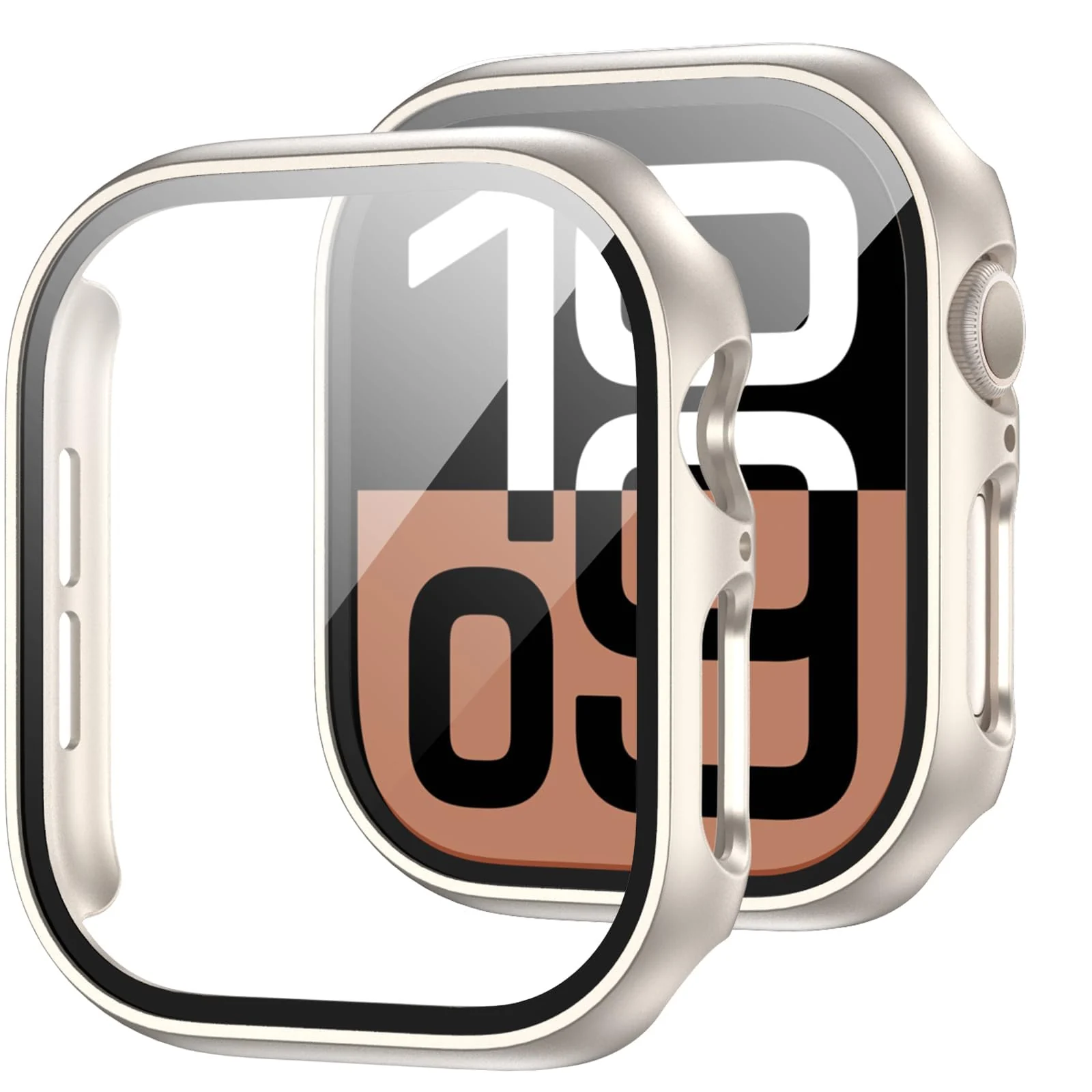 DL3 Mobilak Case with Screen Protector for Apple Watch Series 10 46mm, Bumper Full Coverage Hard PC Overall Protective Cover, Built-in Tempered Glass Film High Sensitivity - Starlight