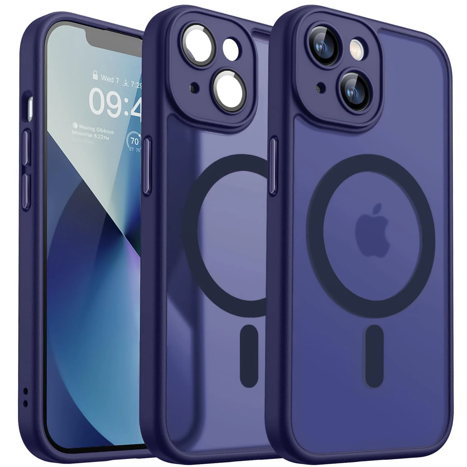 DL3 Mobilak Translucent Matte Case for iPhone 15 + Plus / iPhone 14 Plus 6.7-Inch, Compatible with MagSafe accessories, Supports wireless charging, Camera protection - Blue