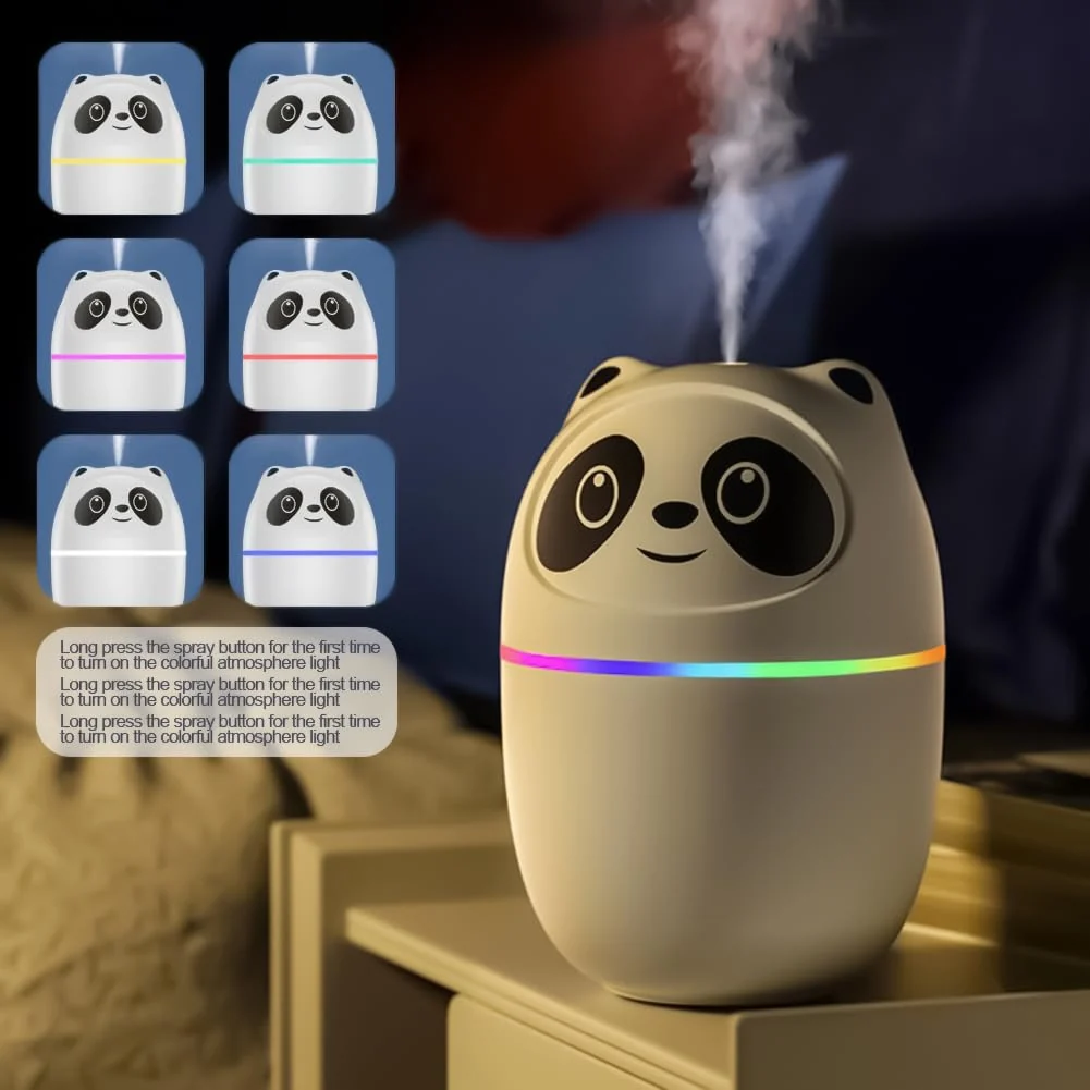 Mobigon Wood Cool Mist Ultrasonic Humidifier for Room Moisture, Aroma Diffuser for Home, 220ml Essential Oil Diffuser with 7 Colorful Night Light, Auto Shut-Off, Home, Office, car - White