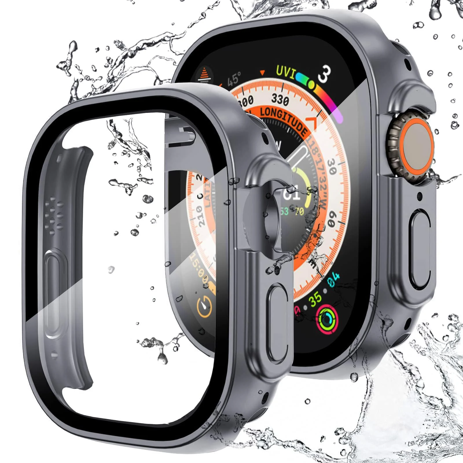 DL3 Mobilak Hard Case Designed for Apple Watch Ultra 2 (2023) / Ultra 1 49mm, Built-in 9H [HD Clear] Tempered Glass Screen Protector, [Full Protection] Slim Cover for iWatch 49mm