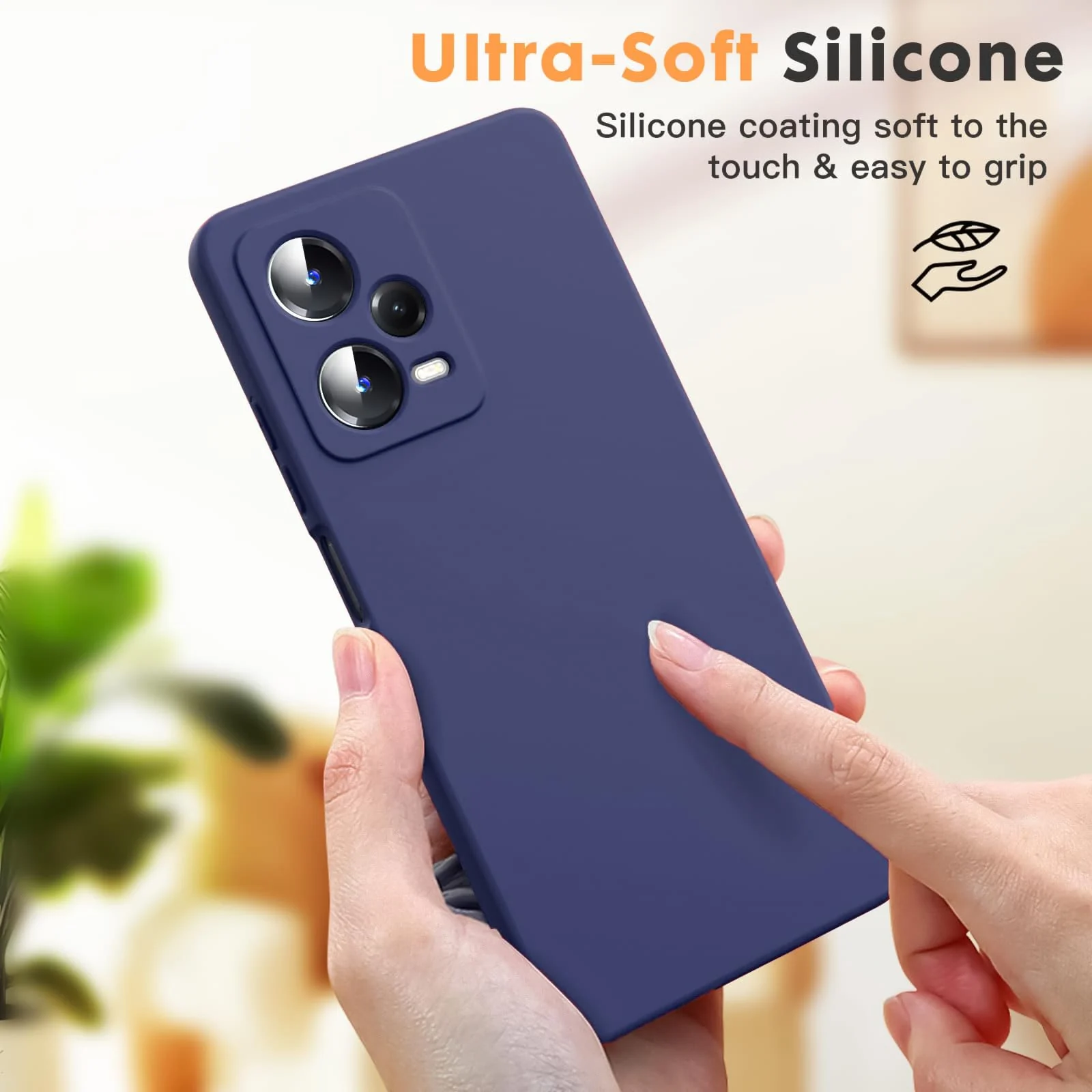 DL3 Mobilak Liquid Silicone Protective Case with Soft Microfiber Lining with Full Camera Protection for Xiaomi Redmi Note 12 Pro Plus 5G - Blue 2