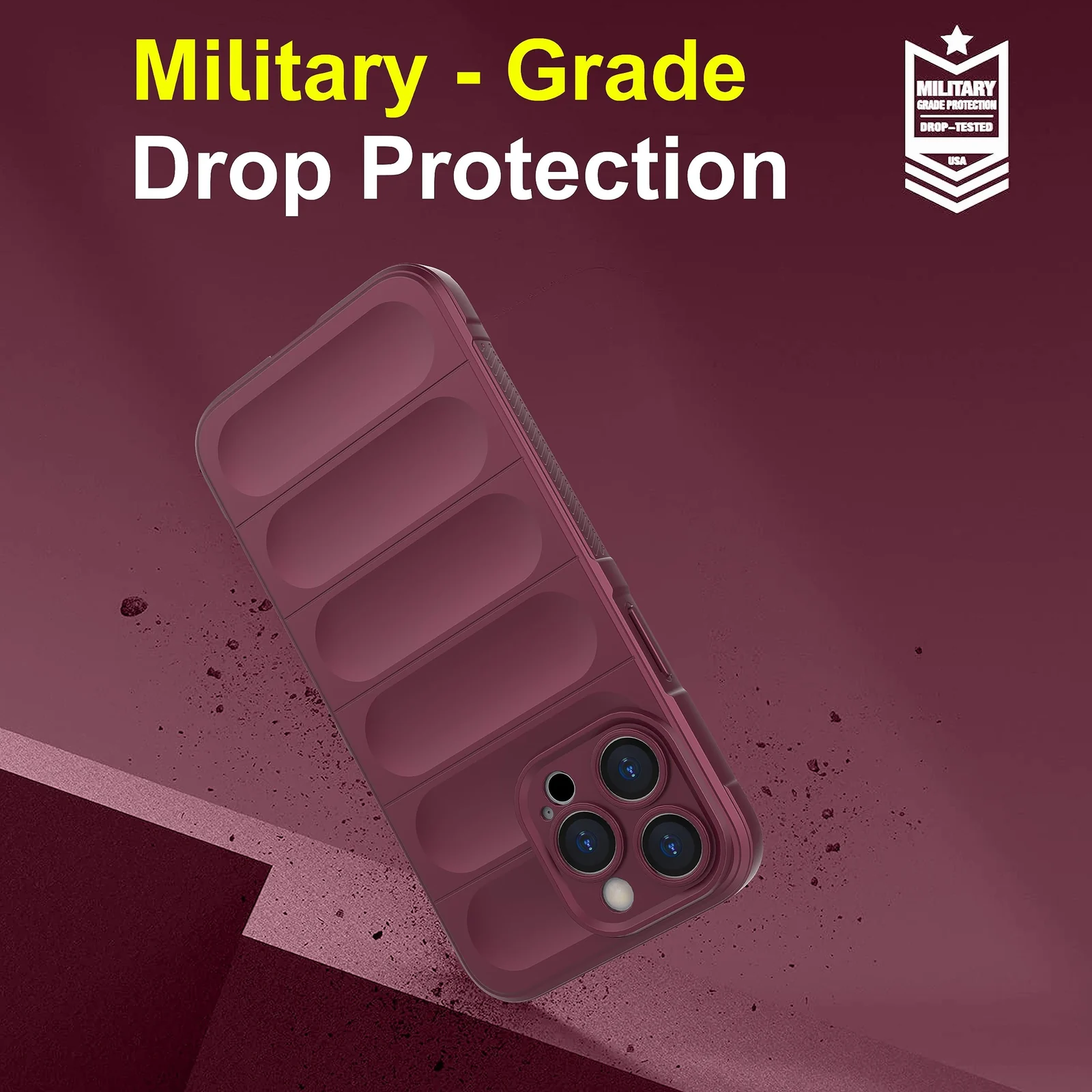 DL3 Mobilak Silicone Case for iPhone 12 Pro 6.1 Inch Heavy Duty Protective [Slim Fit] Shockproof Soft Flexible Protective Design Shock-Absorption TPU Cover With Camera Protection - Wine Red