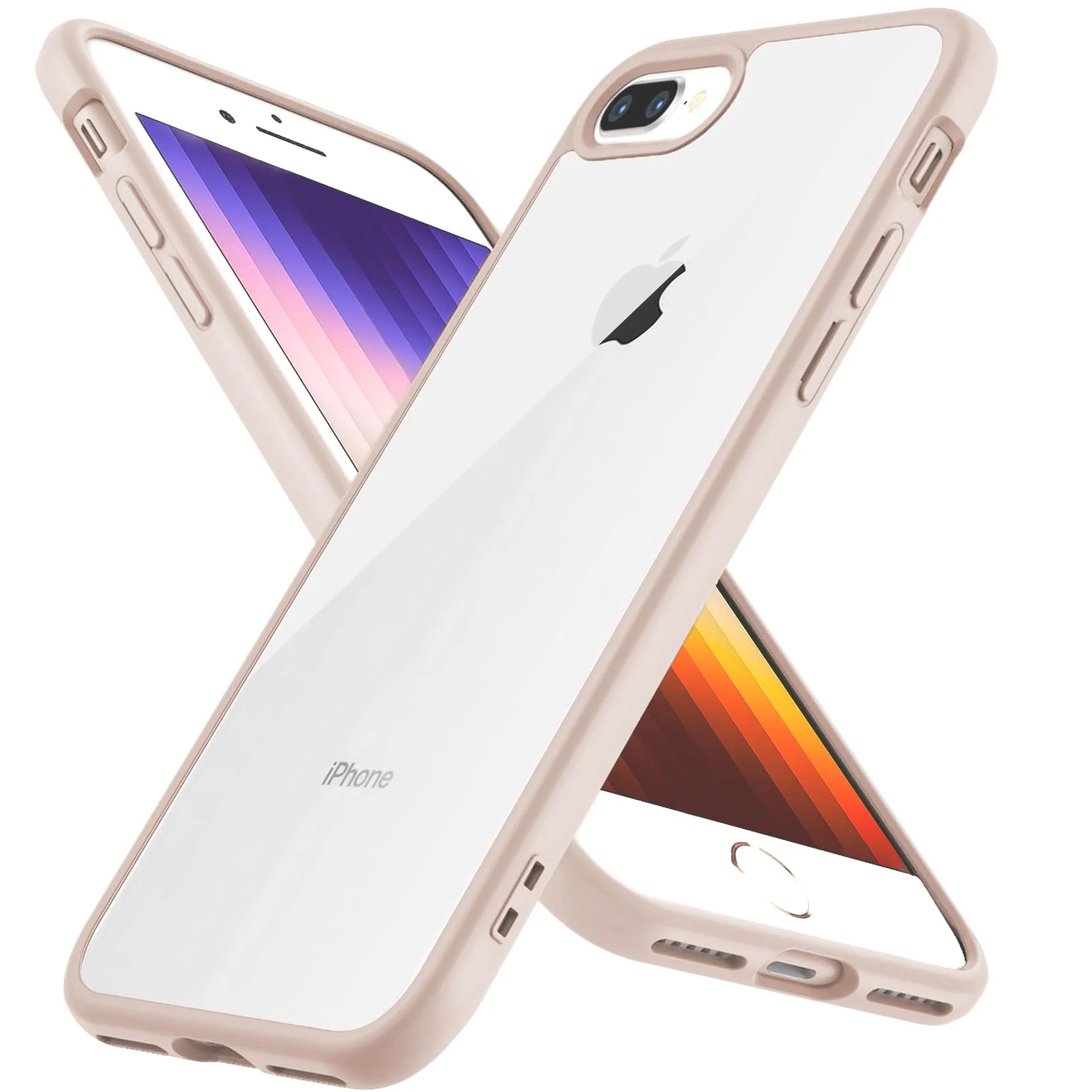 DL3 Mobilak Clear PC and TPU Protective Case for iPhone 7 Plus / iPhone 8 Plus with Shockproof Design and Anti-Yellowing Design - Pink Sand