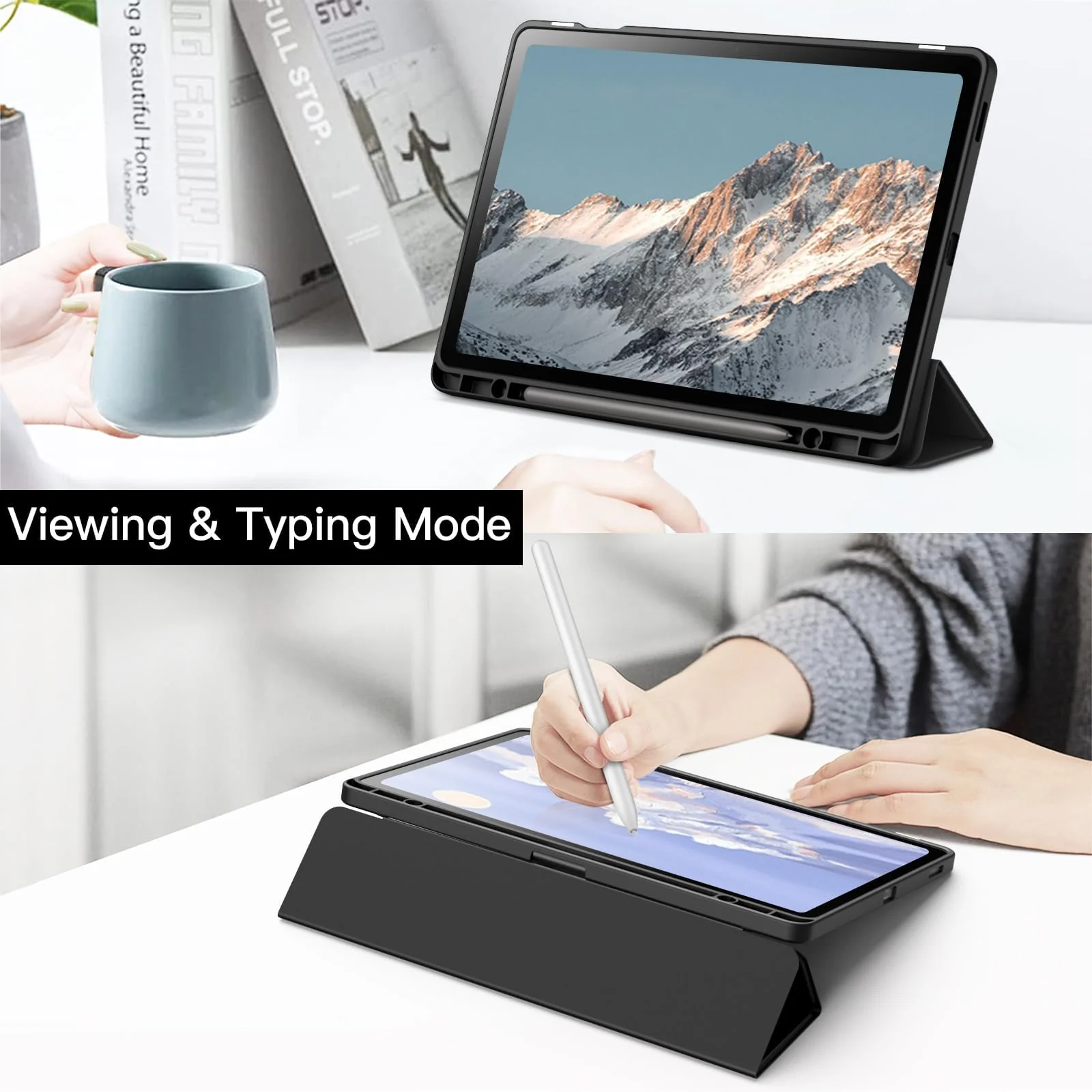 DL3 Mobilak Hybrid Slim Case for Samsung Galaxy Tab S9 FE 5G 10.9 Inch/Galaxy Tab S9 11 Inch 2023 with S Pen Holder, Shockproof Cover with Clear Transparent Back Shell, Auto Wake/Sleep - Black
