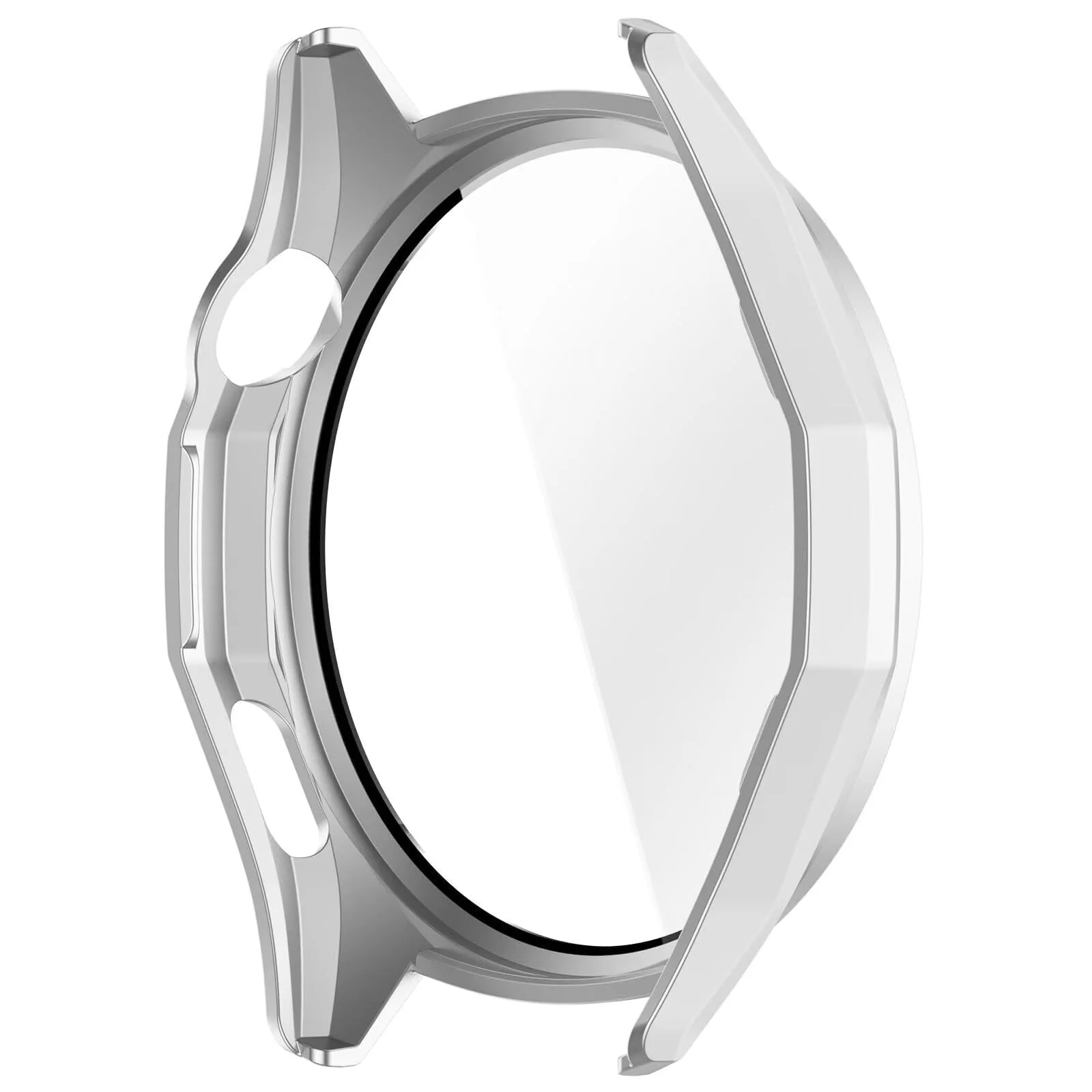 DL3 MOBILAK Full-Coverage Watch Case with Tempered Glass for Huawei Watch GT 7 46 mm / GT 6 46 mm, Silver