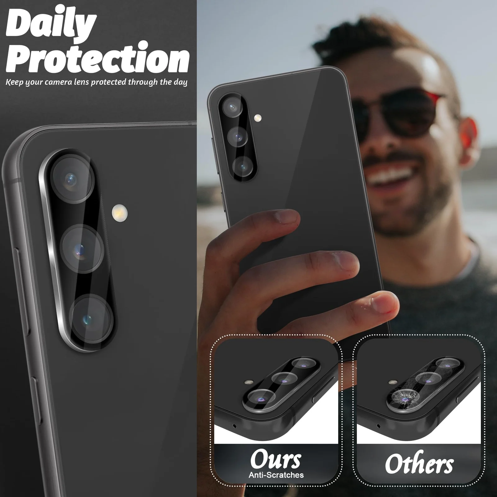 DL3 Mobilak Samsung Galaxy S23 FE 6.4-Inch Camera Lens Protector Tempered Glass Screen Protector HD [Full Coverage][Anti-Scratch] Drop Protection Ultra Clear/Thin Lens Protector Case - Black